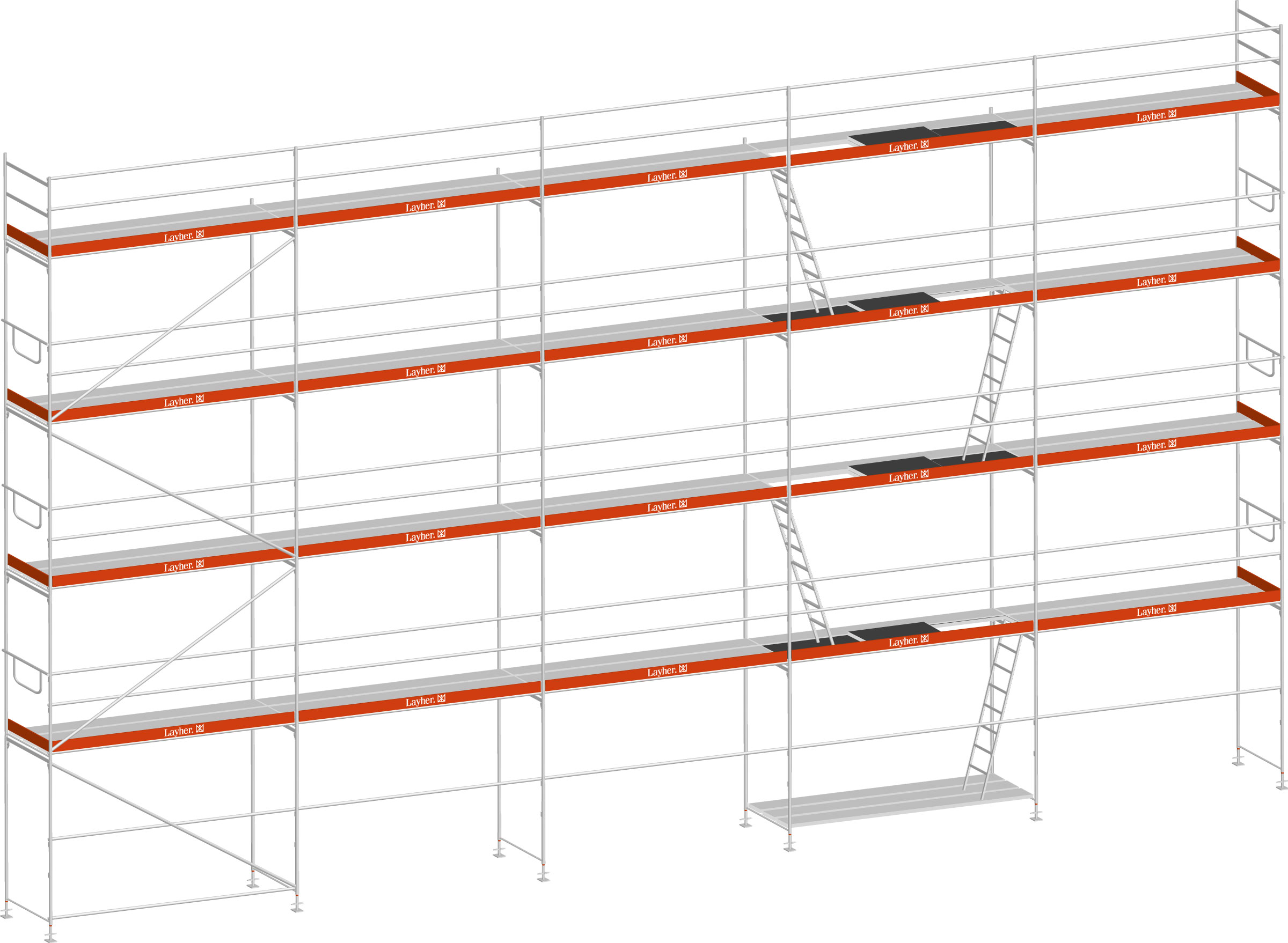 Layher Blitz Gerüst 70 Alu mit Stalu-Boden 131 m²