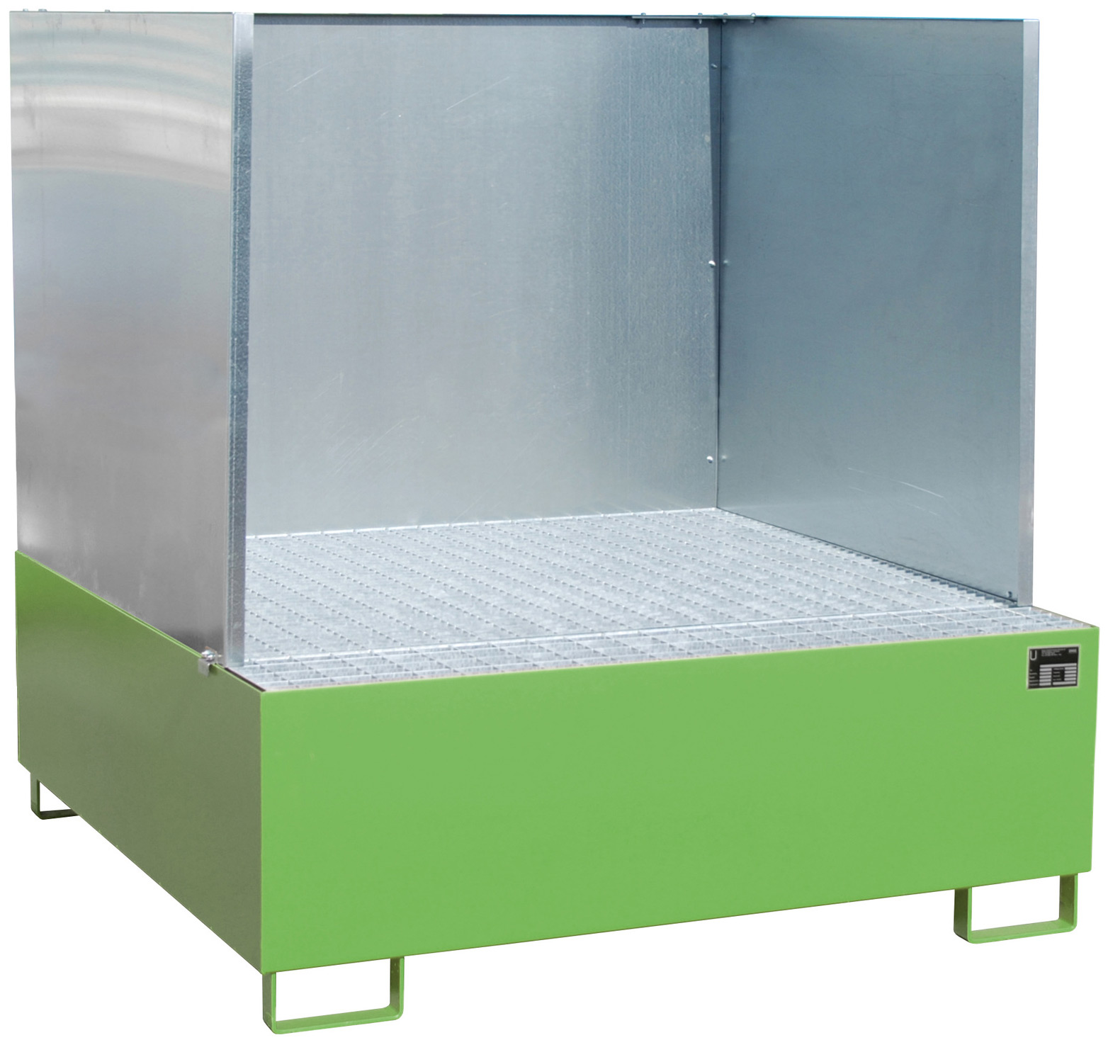 Bauer Auffangwanne Stahl AW 800|SW - RAL 6011 Gefahrstoffwanne resedagrün pulverbeschichtet mit Gitterrost - Stahlwanne mit 1000 Liter Auffangvolumen (BA-4402-22-2000-4) Bild-01