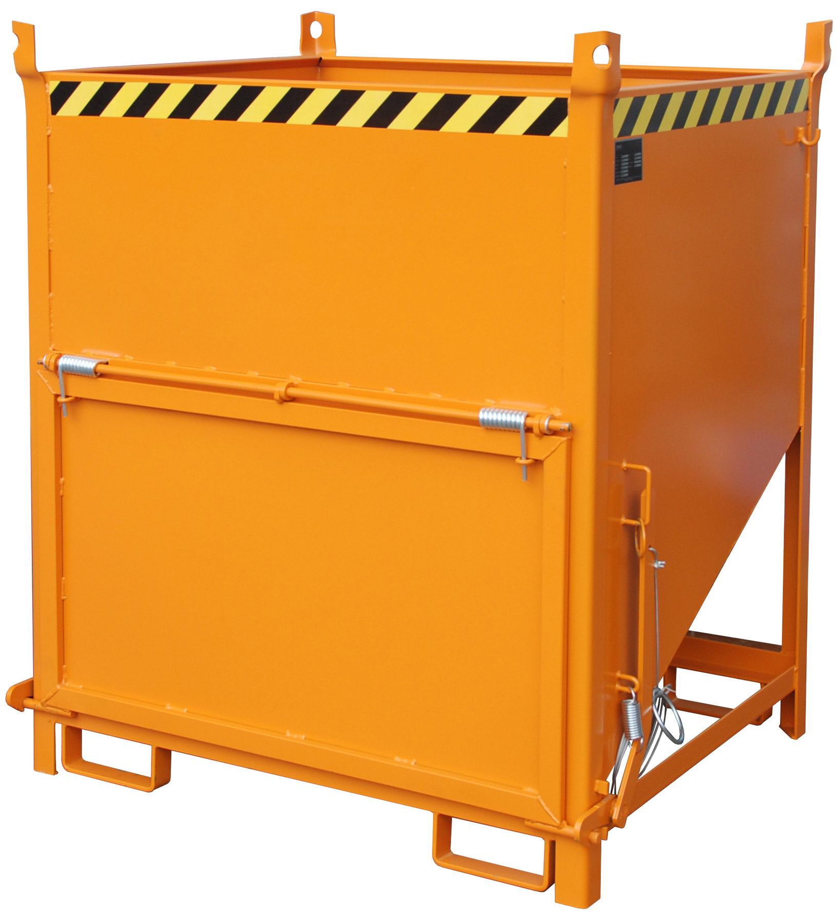 Bauer Silobehälter SGK-100 - RAL 2000 Silowanne 1000 Liter für Stapler mit Zugseil - Silotrichter gelborange pulverbeschichtet (BA-4437-15-0000-1) Bild-01