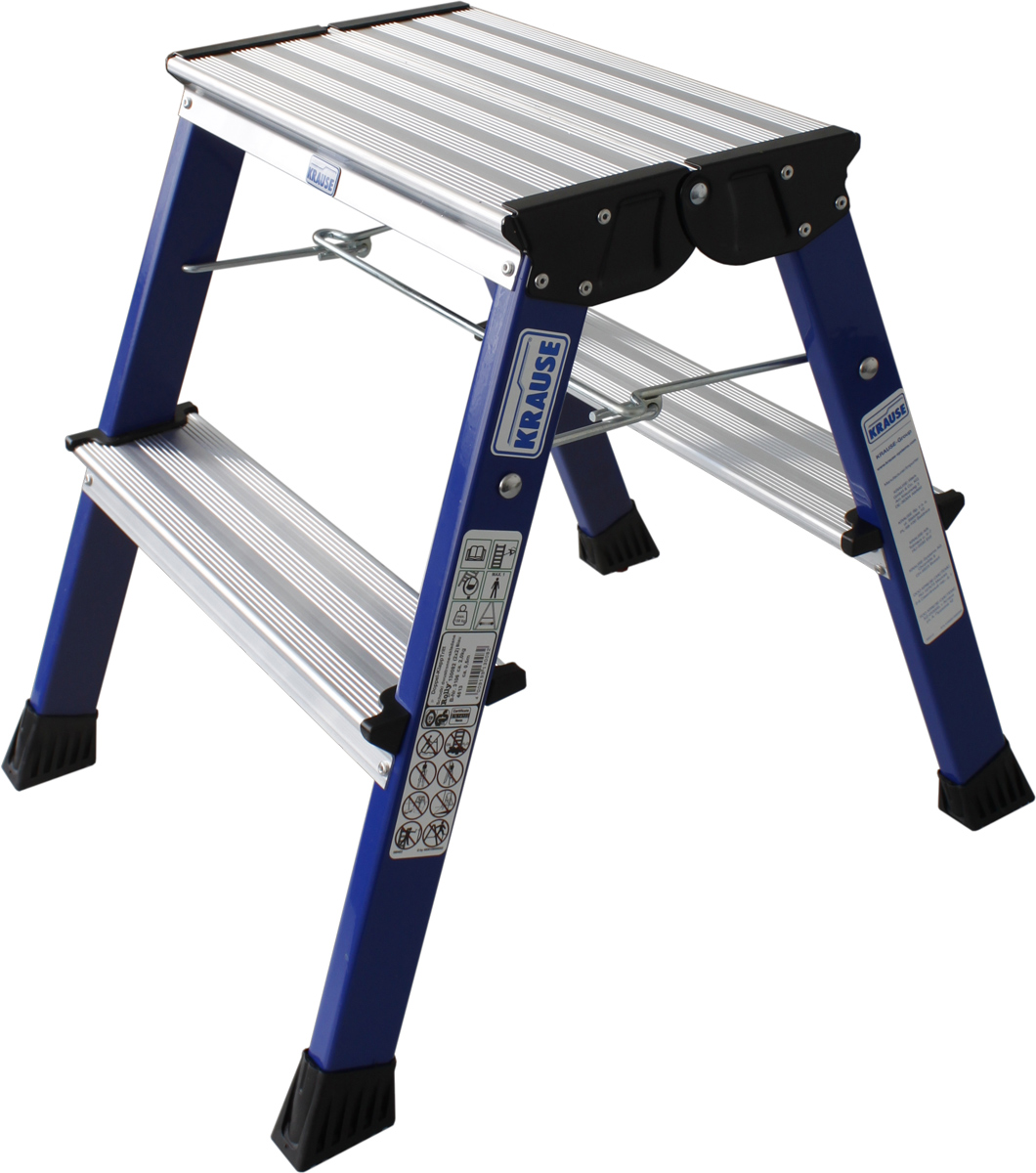 Krause Alu-Doppel-Klapptritt Rolly® 2x2 Stufen Blau