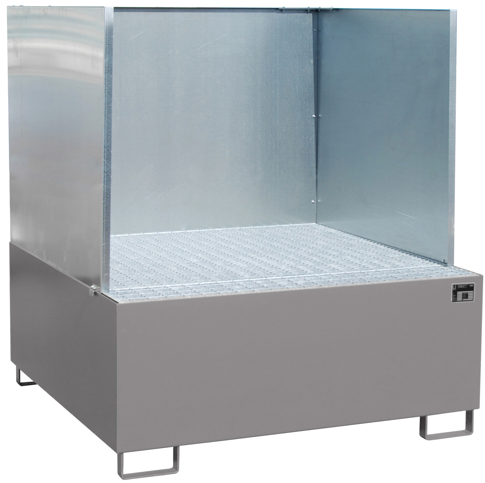 Bauer Auffangwanne Stahl AW 1000|SW - RAL 7005 Gefahrstoffwanne mausgrau pulverbeschichtet mit Gitterrost - Stahlwanne mit 1000 Liter Auffangvolumen (BA-4402-23-2000-5) Bild-01