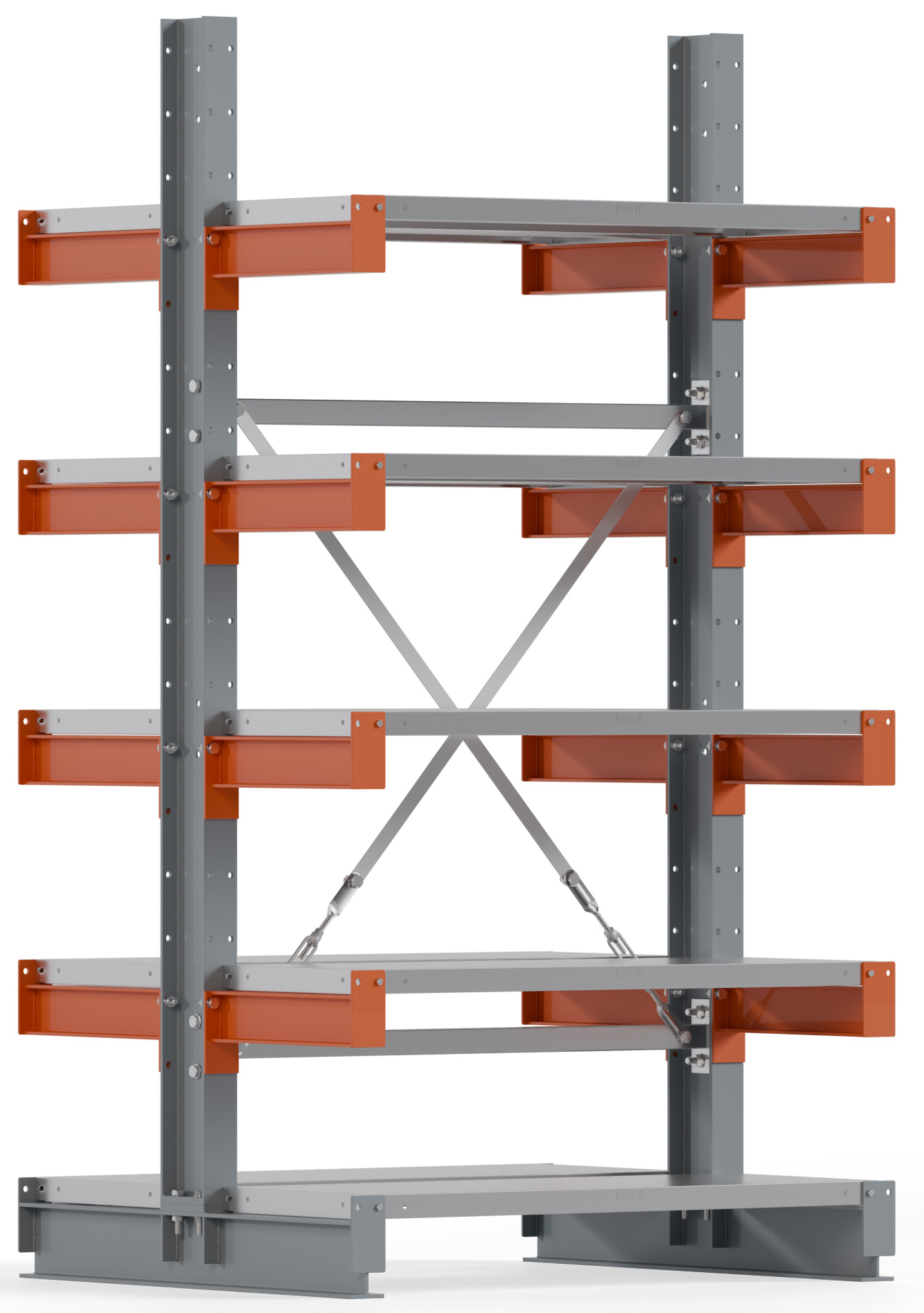 Regalwerk KARL BASIC 2600 Kragarmregal Stahlboden doppelseitig Grundfeld 2000 x 1000 x 400 mm Lagerregal mit Kragarmlast 1100 kg | Ständerlast 2600 kg - 2x5 Ebenen mit Fachböden | Kragarme frei verstellbar (RW-B6-54110-40) Bild-01