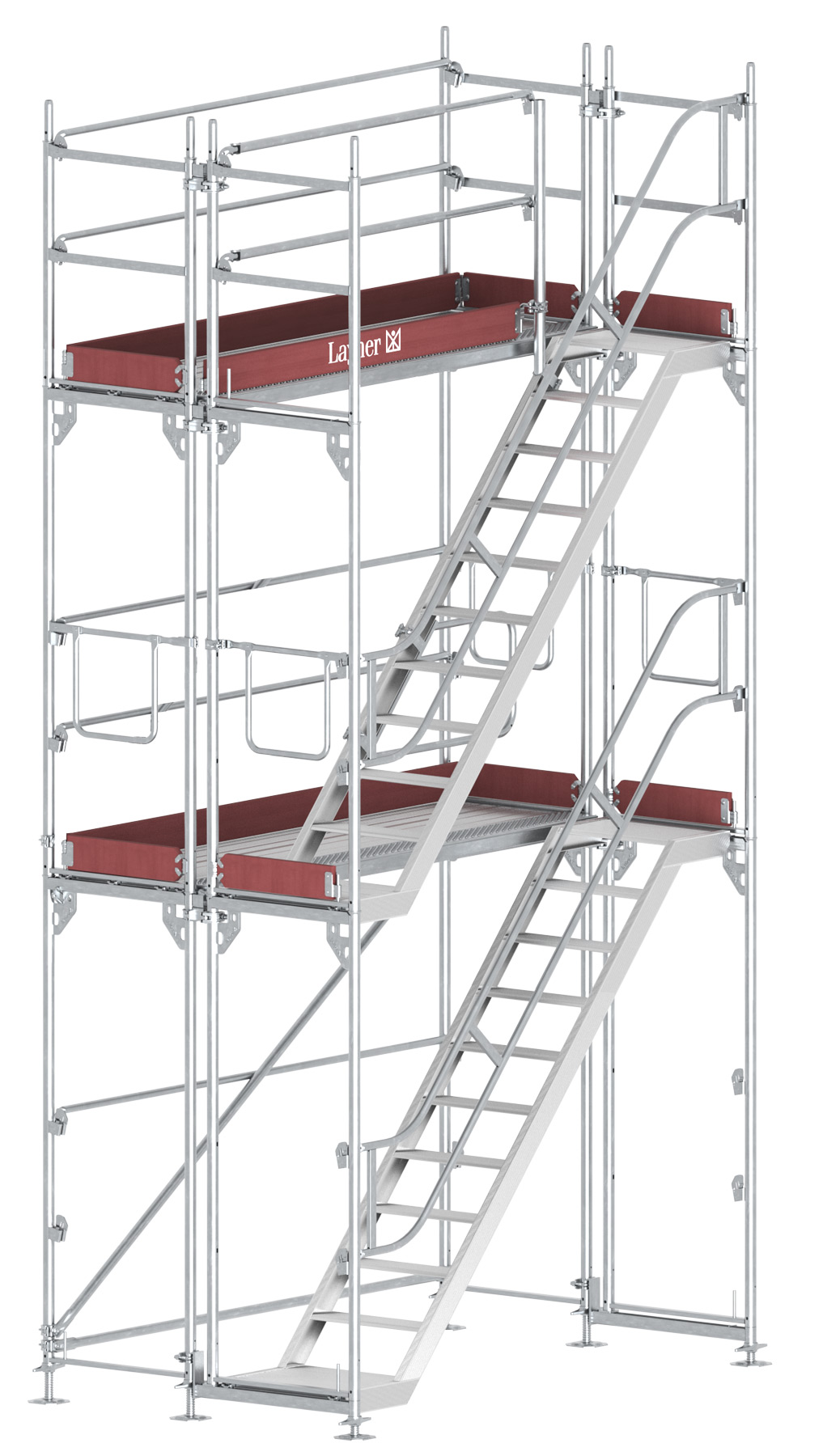 Layher Blitz Treppenturm Stahl - 2,57 x 4,20 m Gerüsttreppenturm Fassadengerüst- komfortabler Aufstieg nach TRBS 2121-2 (LG-1753-0400-S) Bild-01