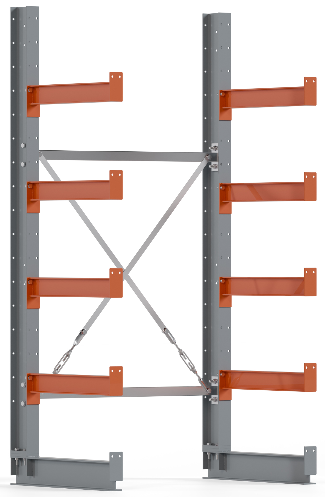Regalwerk KARL BASIC 1800 Kragarmregal einseitig Grundfeld 2000 x 1000 x 600 mm Lagerregal mit Kragarmlast 730 kg | Ständerlast 1800 kg - 5 Ebenen | Kragarme frei verstellbar (RW-B6-50100-60) Bild-01
