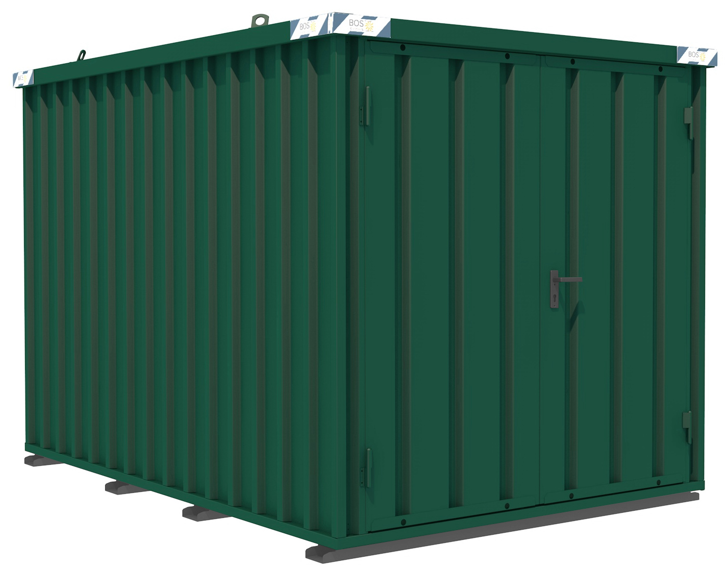 BOS Metallgerätehaus hawego PLUS 3100 x 2100 x 2100 mm moosgrün - 2-flügelige Tür auf 2 m Seite Gartenhaus mit Tür 1750 x 1890 mm - pulverbeschichtet RAL 6005 - inkl. umfangreichem Zubehör (BOS-SC3000-3x2-SZ-HP6005) Bild-01