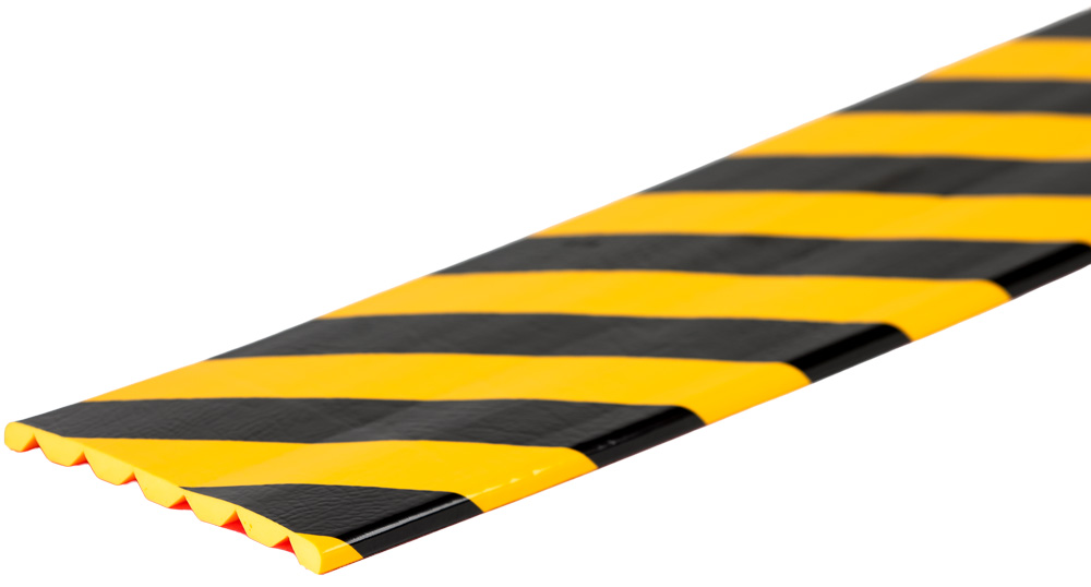 Knuffi Schutzprofil Typ U 150 x 10 mm PU - zweifarbig gestreift Warnschutz Profil Flachleiste geschlitzt breit aus Polyurethan - Flächenprofil gestreift - verschiedenen Ausführungen (SM-C-PU-4000) Bild-01