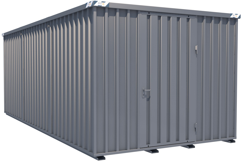 BOS Container Combination 3100 x 6300 x 2445 mm - 1-flügelige Tür auf 3 m Seite Lagercontainer mit Tür 1150 x 2235 mm - Materialcontainer 3x6 m Serie SCC2400+ unmontiert (BOS-SCC2400-3x6-LE) Bild-01