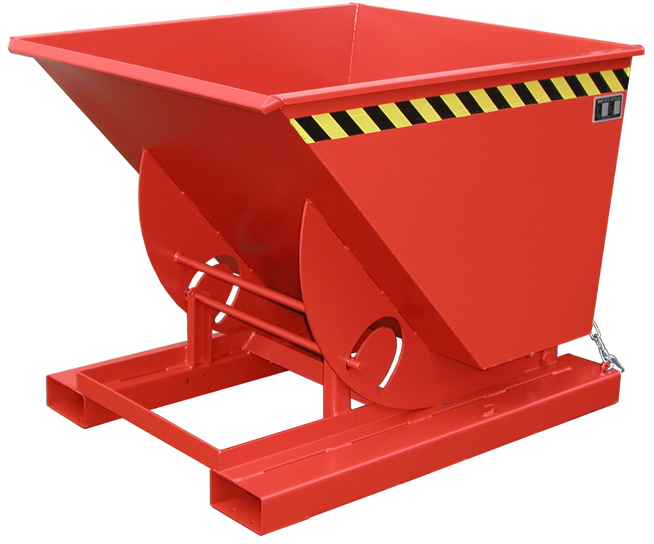 Bauer Abrollkipper AK-75 - RAL 3000 Kippmulde 750 Liter für Stapler - Schuttmulde feuerrot pulverbeschichtet (BA-4462-02-0000-2) Bild-01