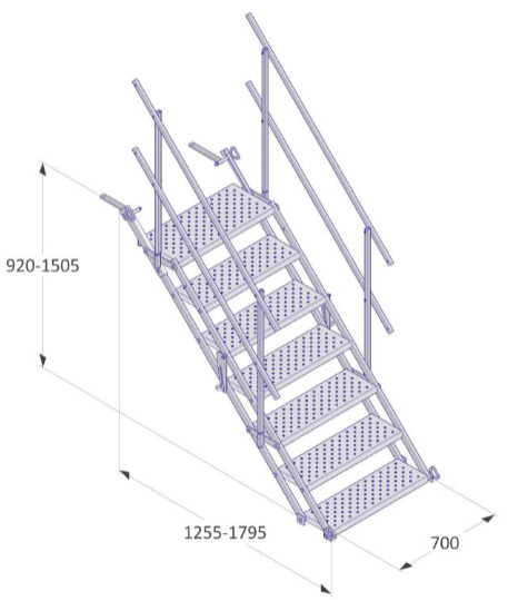 Schake Bautreppe - 700 mm breit - 7 Stufen