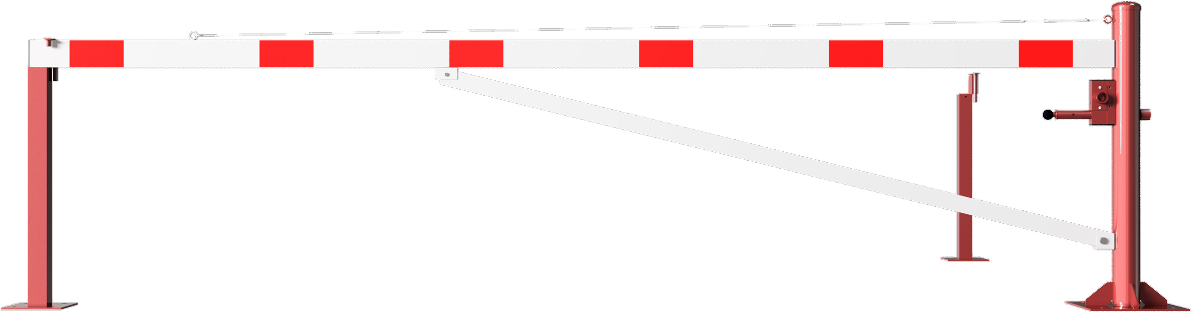 Schake Drehschranke mit Auflagestütze - Schrankenbaum 100 x 50 mm ODD weiß | rot - 4500 mm