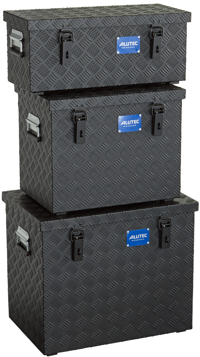 Alutec Riffelblechbox Extreme BLACK Aluminiumkiste schwarz - Extra stark 3,00 mm Materialstärke (AT-C-41037BLACK) Bild-01