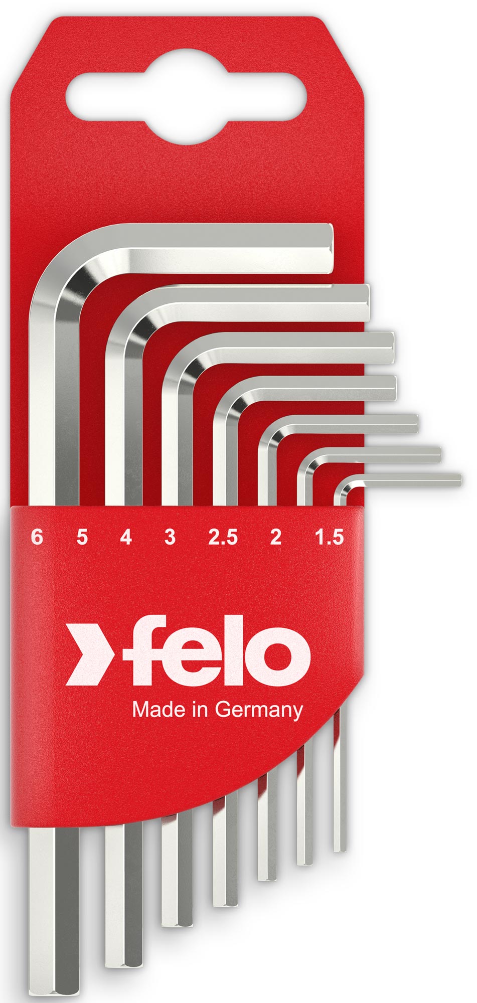 Felo Innensechskant Schlüssel Satz 7-teilig kurz 345 HEX 1,5 - 6,0 mm Sechskant Schlüssel Hexagon Set inkl. Clip - 7x Sechskant HEX | Winkelschlüssel kurz (FL-34500711) Bild-01