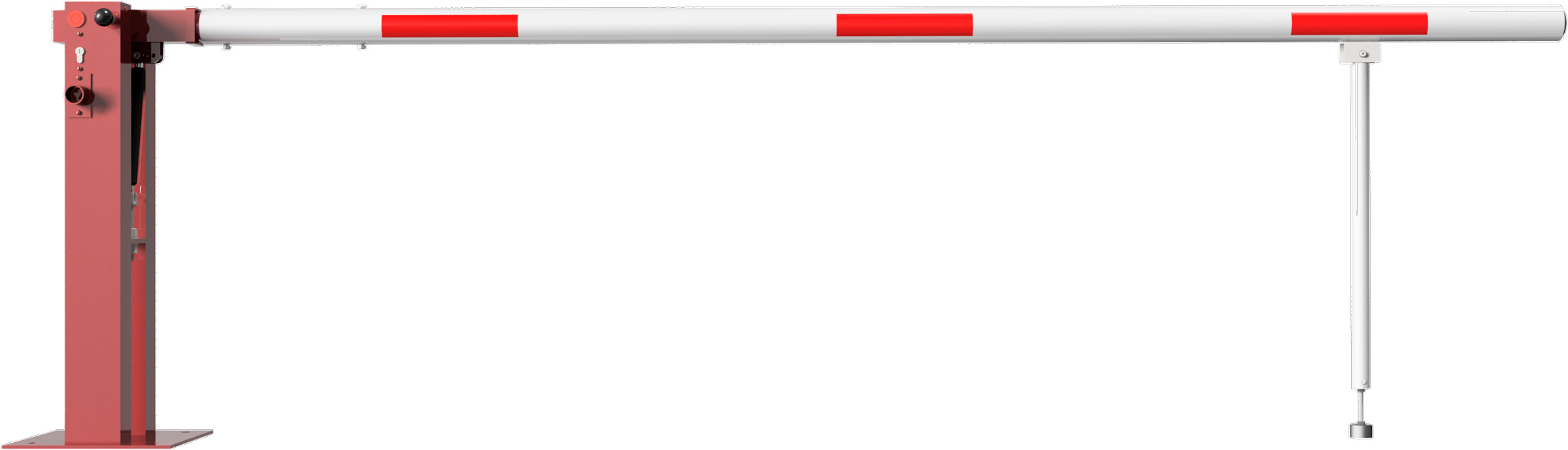 Schake Schranke mit Gasdruckfeder und Pendelstütze - Schrankenbaum Ø 80 mm ODDP - 3000 mm