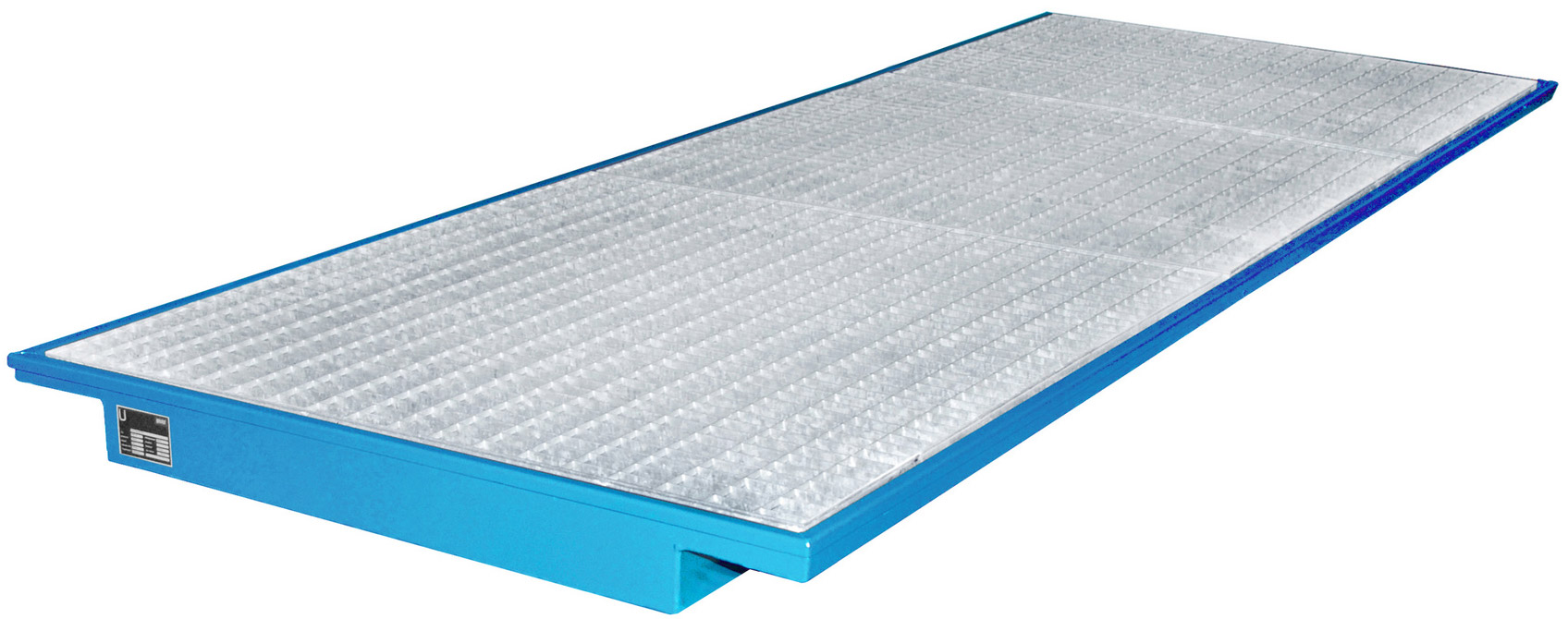 Bauer Regal-Einhängewanne Stahl EHW 3600 - RAL 5012 Auffangbehälter einhängbar mit Gitterrost für Regalfeldlänge 3600 mm - Stahlwanne lichtblau pulverbeschichtet mit 260 Liter Auffangvolumen (BA-4518-85-0000-3) Bild-01
