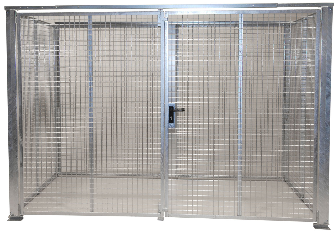 Bauer Gasflaschen-Container Stahl GFC-M5-DF Gasflaschenlager für 104 Flaschen Ø 230 mm - ohne Dach mit Doppelflügeltor - Stahl verzinkt (BA-4477-19-0000-7) Bild-01