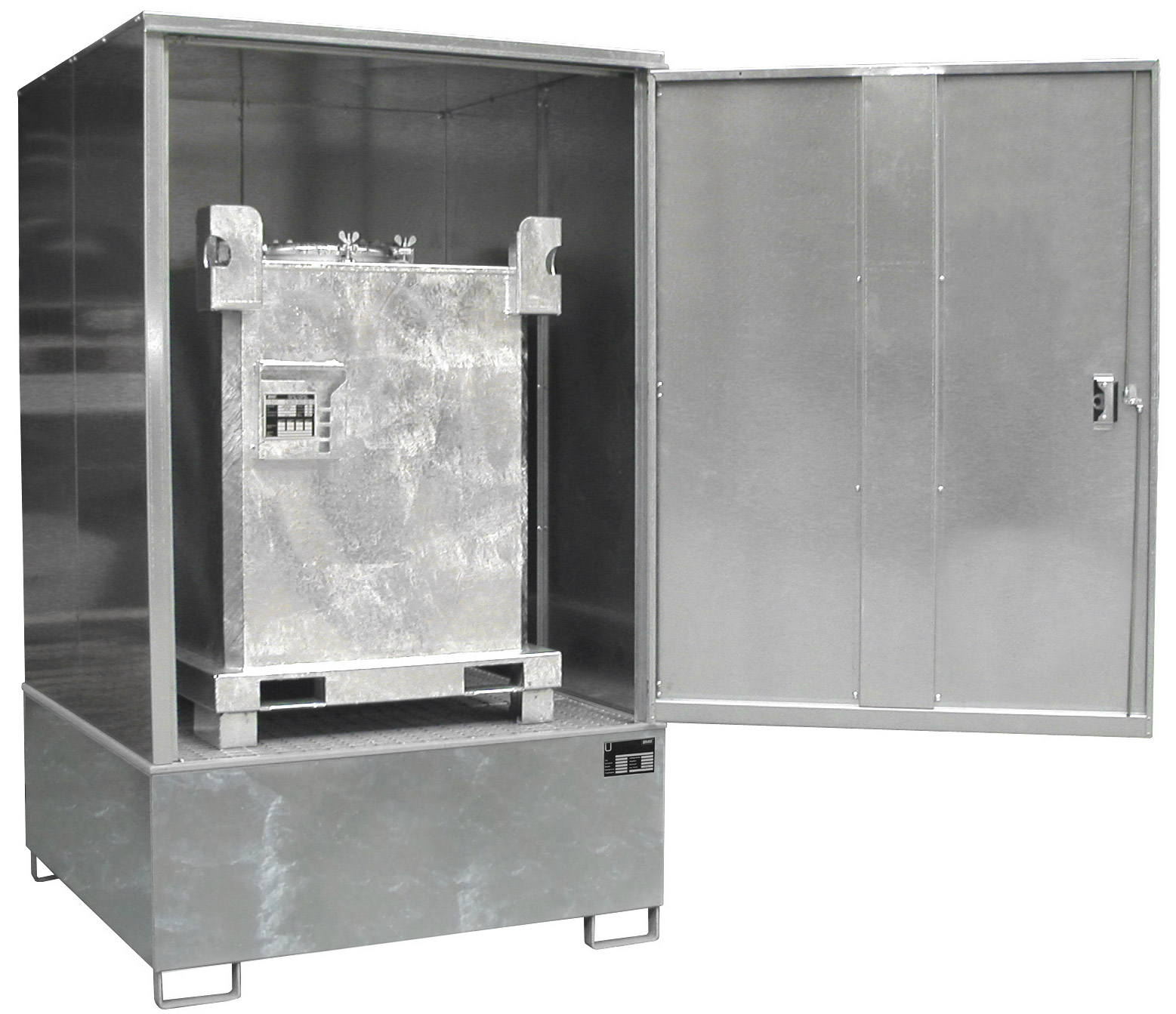 Bauer Gefahrstoffschrank Stahl GS-4 - verzinkt Gefahrstofflager verzinkt mit Zylinderschloss - Stahlschrank für 1 IBC-Container 1000 Liter (BA-4495-23-0000-7) Bild-01