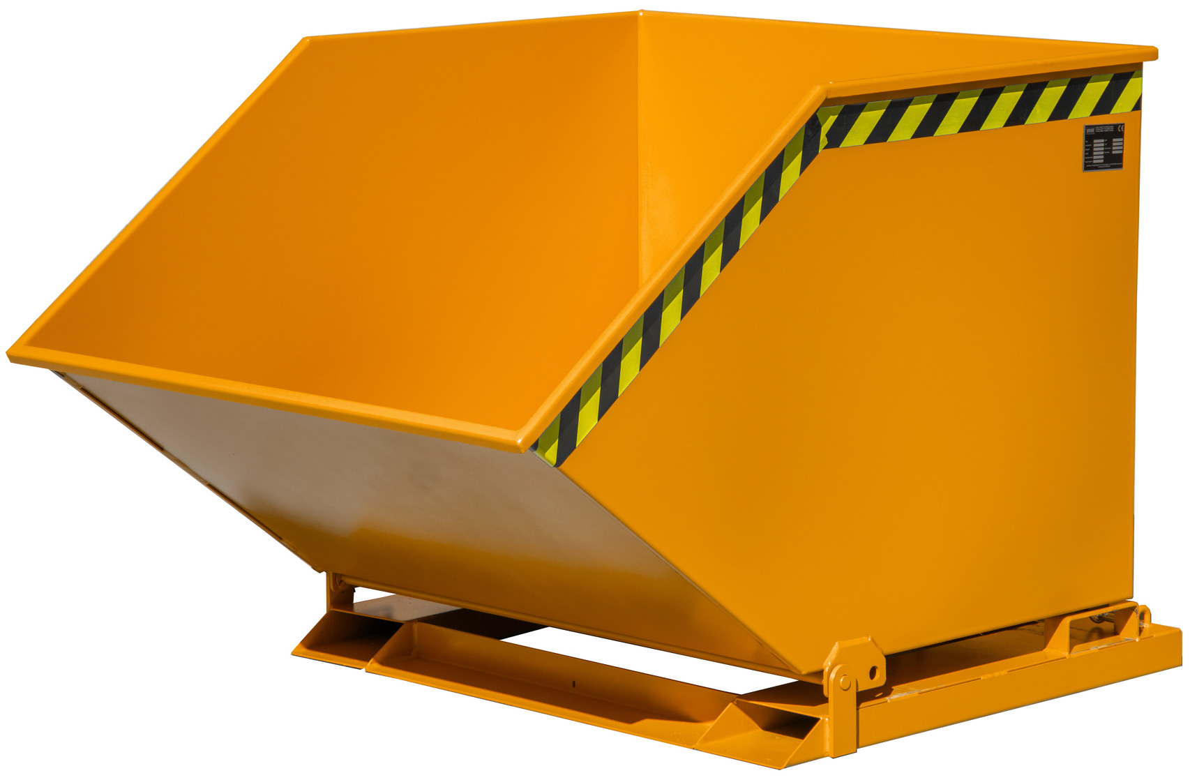 Bauer Muldenkipper KK-1000 - RAL 2000 Kippmulde 1000 Liter für Stapler - Schuttmulde gelborange pulverbeschichtet (BA-4541-05-0000-1) Bild-01