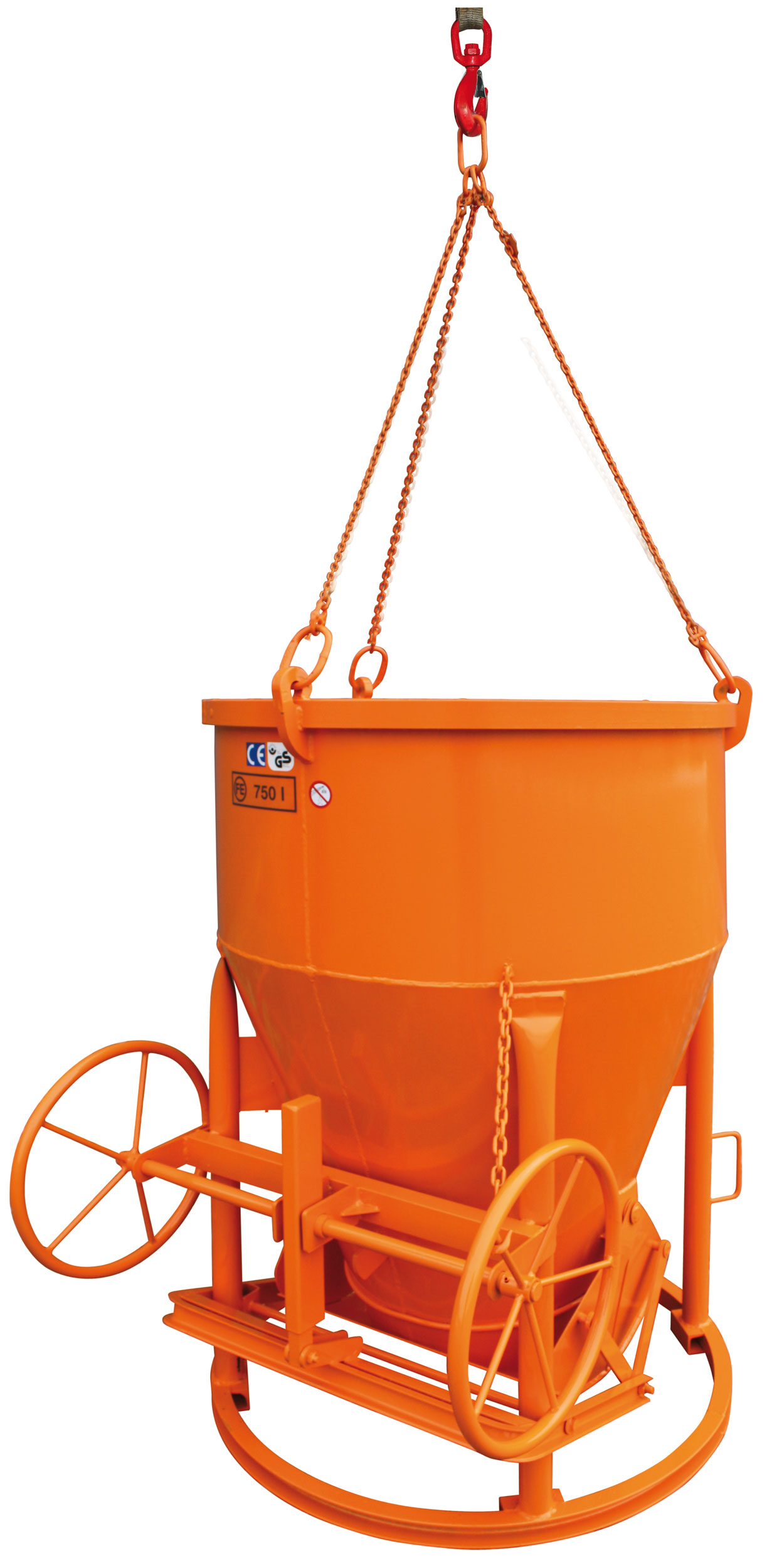 Eichinger Betonsilo 1012H|8 - 500 Liter Betonkübel rund mit Handrad und angeschweißter Kette - zentraler Auslauf - Betonbombe zylindrisch-konische Form (EI-10120801000000) Bild-01