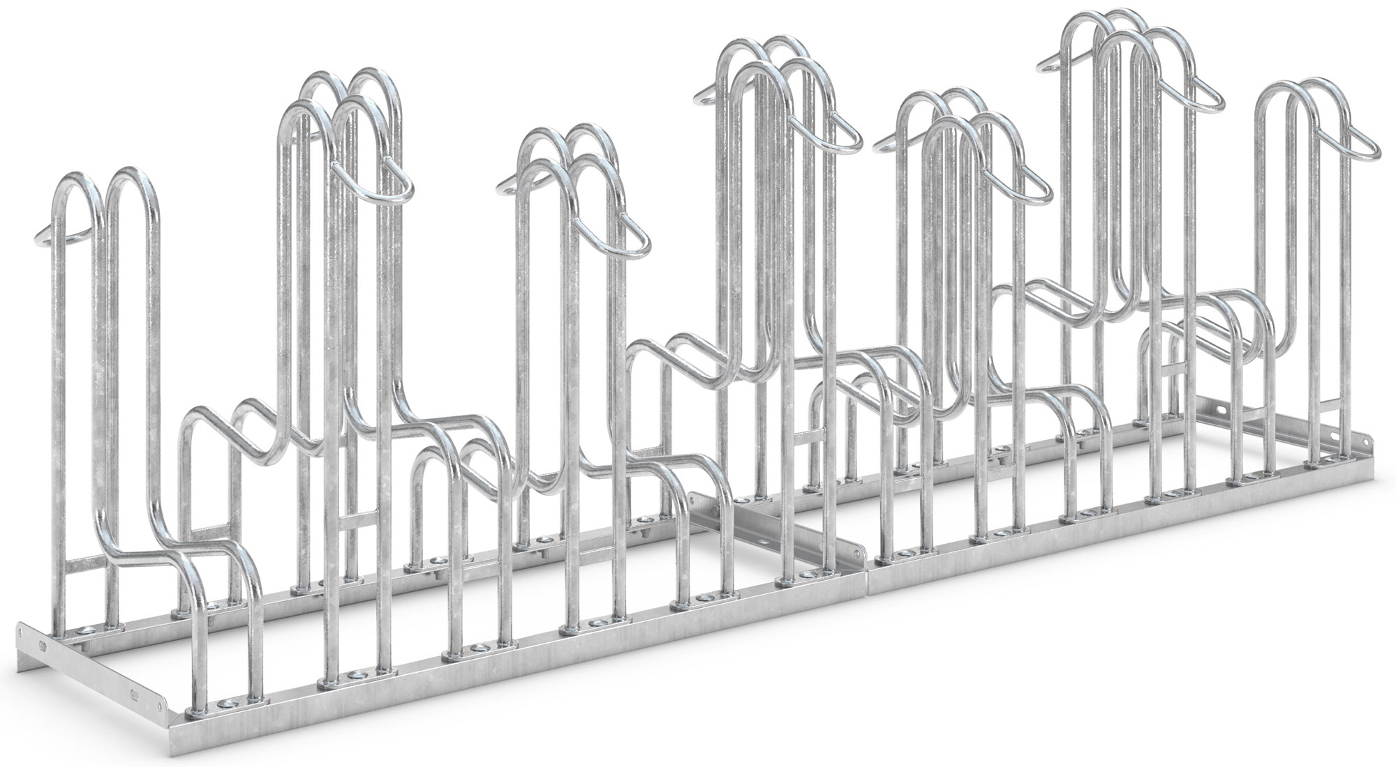 WSM Fahrradständer Standparker 4162 Stahl - 12 Einstellplätze Fahrradparker zweiseitig befahrbar schmal - Radabstand 350 mm - Bügelparker Stahl verzinkt  (WSM-105800021) Bild-01