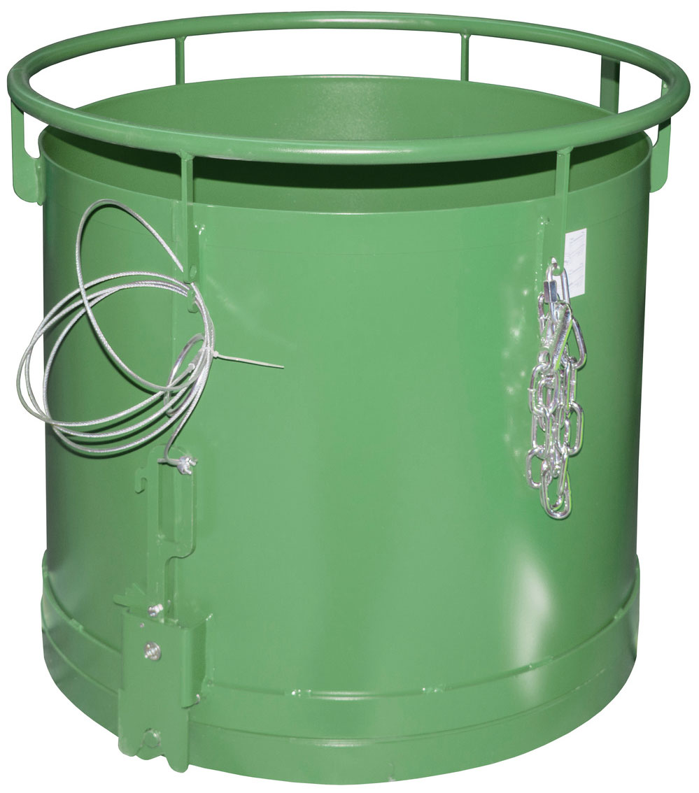 Bauer Rund-Klappbodenbehälter RB-300 - RAL 6011 Transportbehälter 300 Liter für Stapler - Container mit Klappboden resedagrün pulverbeschichtet (BA-4507-02-0000-4) Bild-01