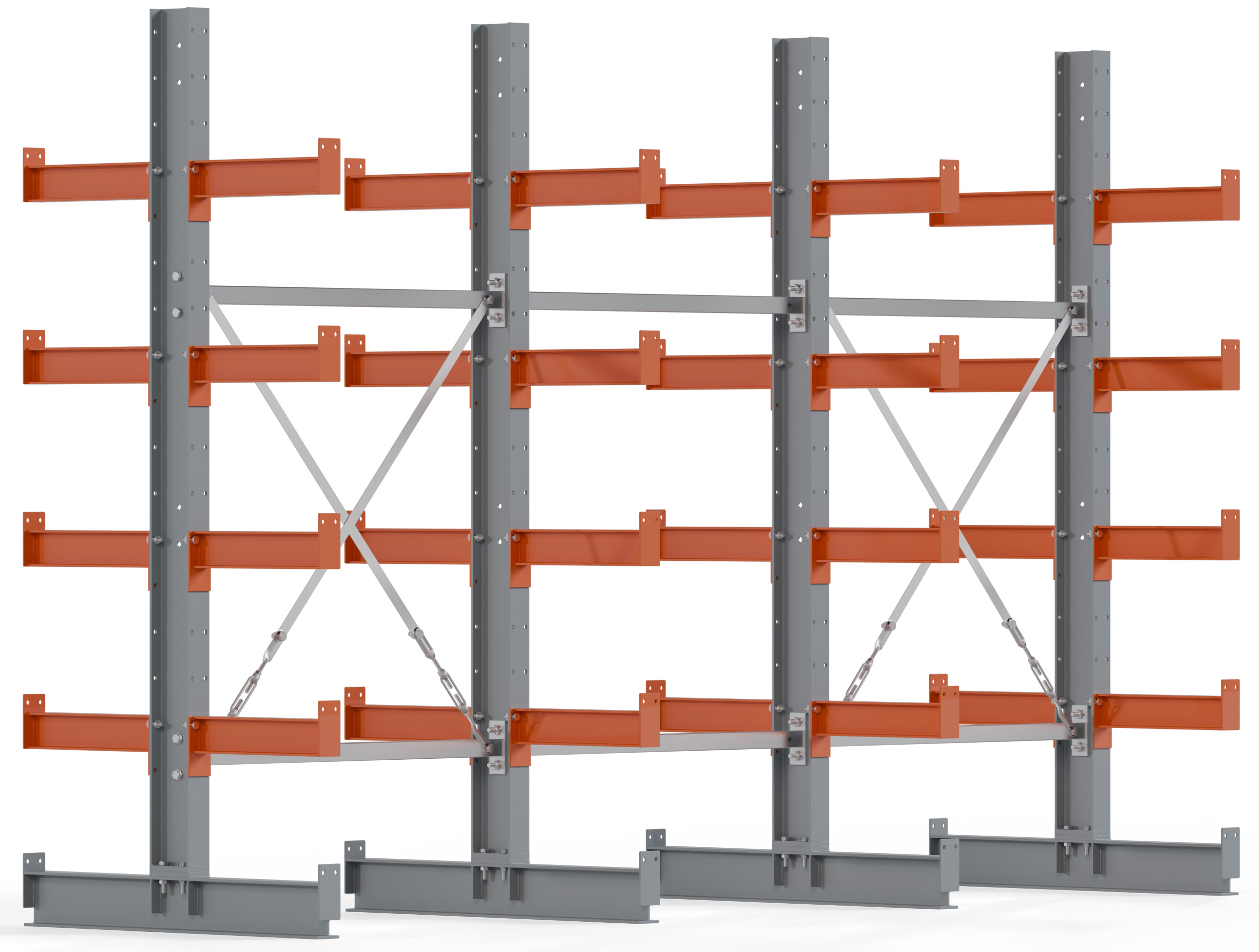 Regalwerk KARL BASIC 2600 Kragarmregal doppelseitig Komplettset 2000 x 3000 x 400 mm Lagerregal 3 Felder mit Kragarmlast 1100 kg | Ständerlast 2600 kg - 2x5 Ebenen | Kragarme frei verstellbar (RW-B6-50110-40-S2) Bild-01