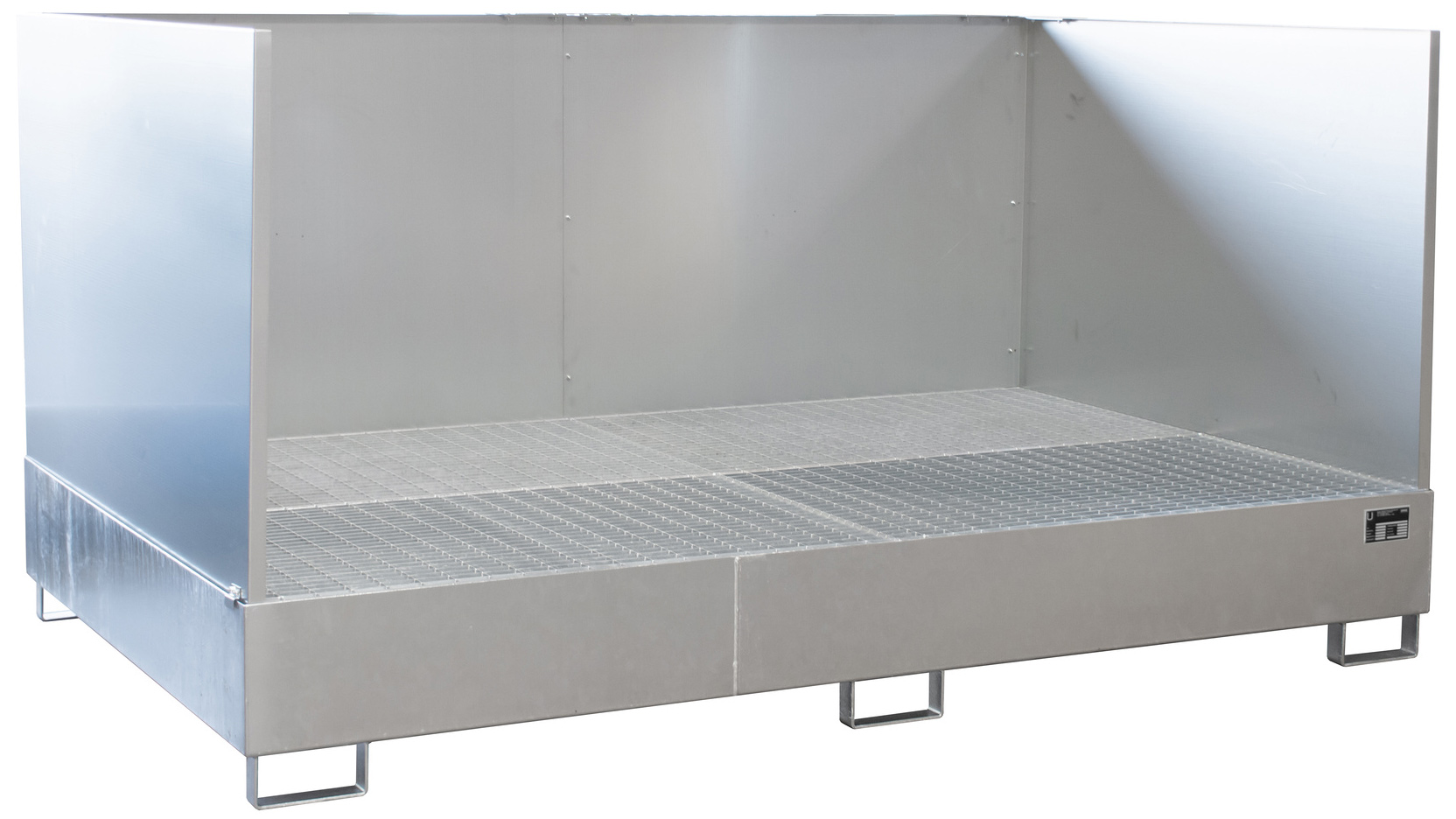 Bauer Auffangwanne Stahl AW 1000-10F|SW - verzinkt Gefahrstoffwanne verzinkt mit Gitterrost - Stahlwanne mit 1000 Liter Auffangvolumen (BA-4471-70-2000-7) Bild-01