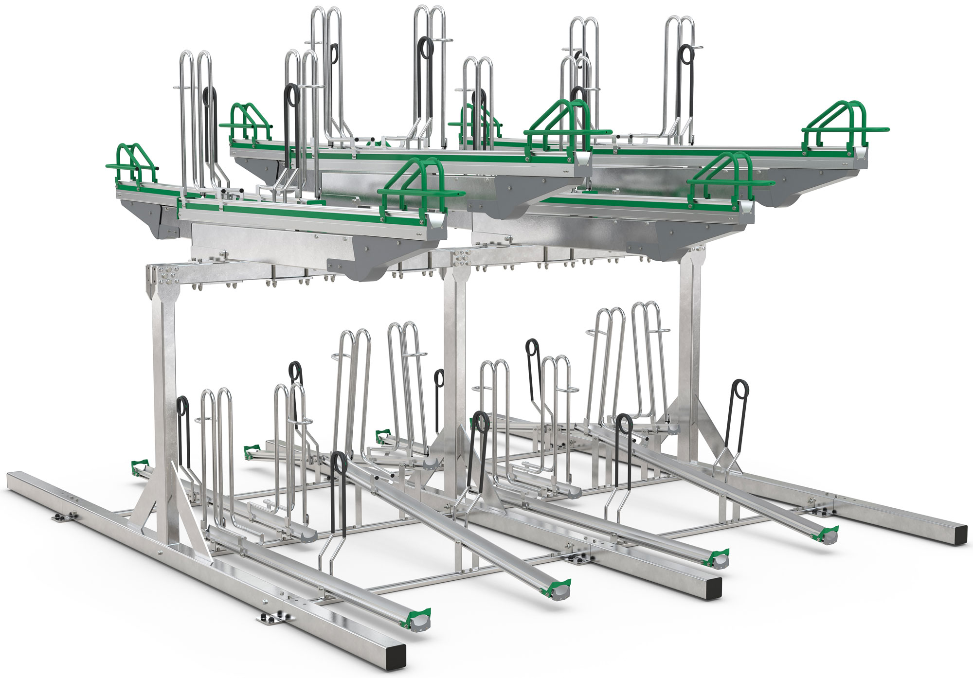 WSM Fahrradständer Doppelstockparker BikeHub Stahl - Premium 2|16 Doppelstockparksystem mit Hoch- und Tiefeinstellung zweiseitig befahrbar - Bügelparker Stahl verzinkt (WSM-105600060) Bild-01