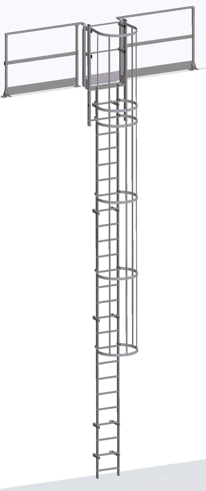 Hymer Steigleiter bauliche Anlage einzügig mit Rückenschutz Alu Ortsfeste Steigleiter für bauliche Anlagen nach DIN 18799-1 - verschiedene Ausführungen (HY-C-CID000237986) Bild-01