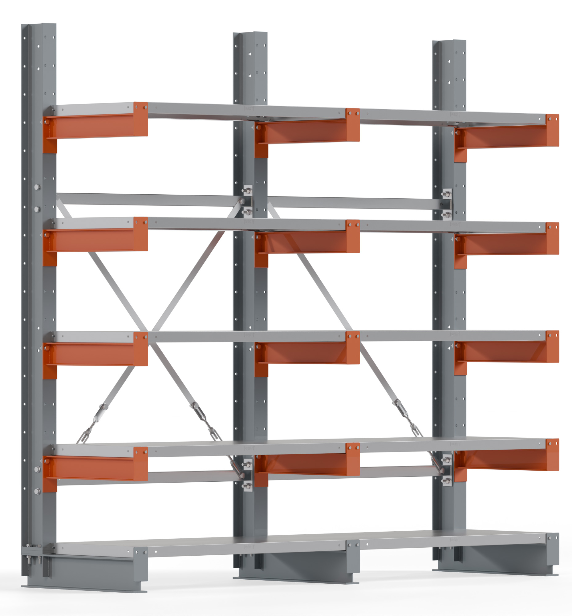 Regalwerk KARL BASIC 2150 Kragarmregal Stahlboden einseitig Komplettset 2000 x 2000 x 500 mm Lagerregal 2 Felder mit Kragarmlast 870 kg | Ständerlast 2150 kg - 5 Ebenen mit Fachböden | Kragarme frei verstellbar (RW-B6-54100-50-S1) Bild-01