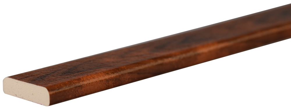 Knuffi Wandschutz Profil Typ F 40 x 11 mm Holz kirsche PU - 1,00 m Standard Warnschutz Profil Flachleiste extra schmal aus Polyurethan - Flächenprofil einfarbig mit selbstklebender Fläche (SM-PF-100042) Bild-01