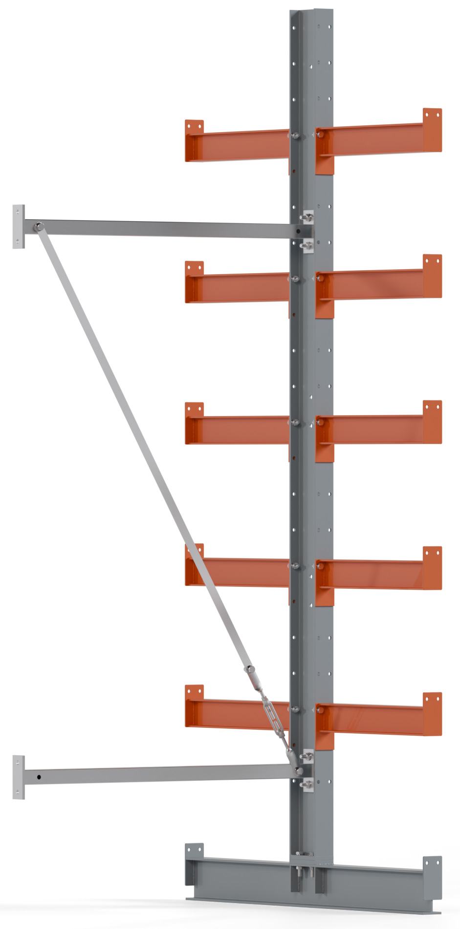 Regalwerk KARL BASIC 2100 Kragarmregal doppelseitig Anbaufeld 2500 x 1000 x 500 mm Lagerregal mit Kragarmlast 890 kg | Ständerlast 2100 kg - 6 Ebenen | Kragarme frei verstellbar (RW-B6-50211-50) Bild-01