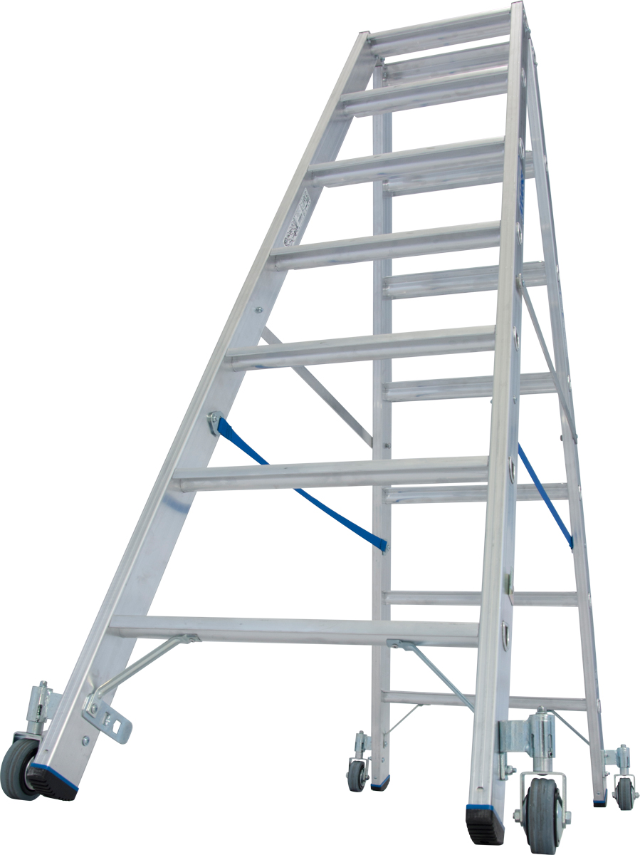 Krause Alu-Stufendoppelleiter fahrbar 2x7 Stufen