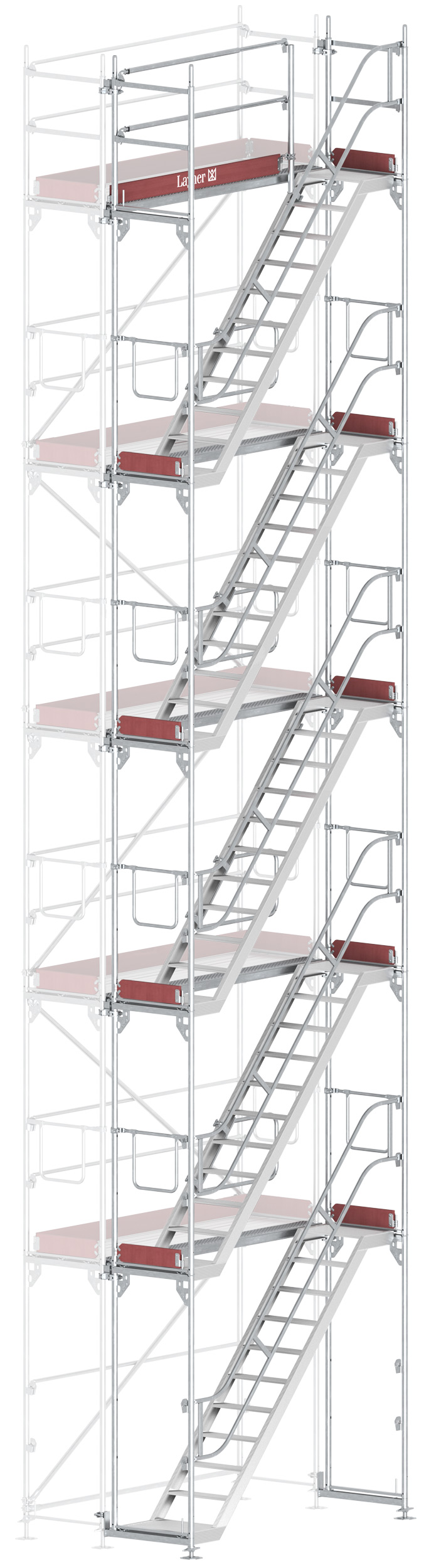 Layher Blitz Treppenturm-Vorbau Stahl - 2,57 x 10,20 m Erweiterung Treppenaufstieg nach TRBS 2121-2 für Layher Fassadengerüst (LG-1753-1000-VS) Bild-01