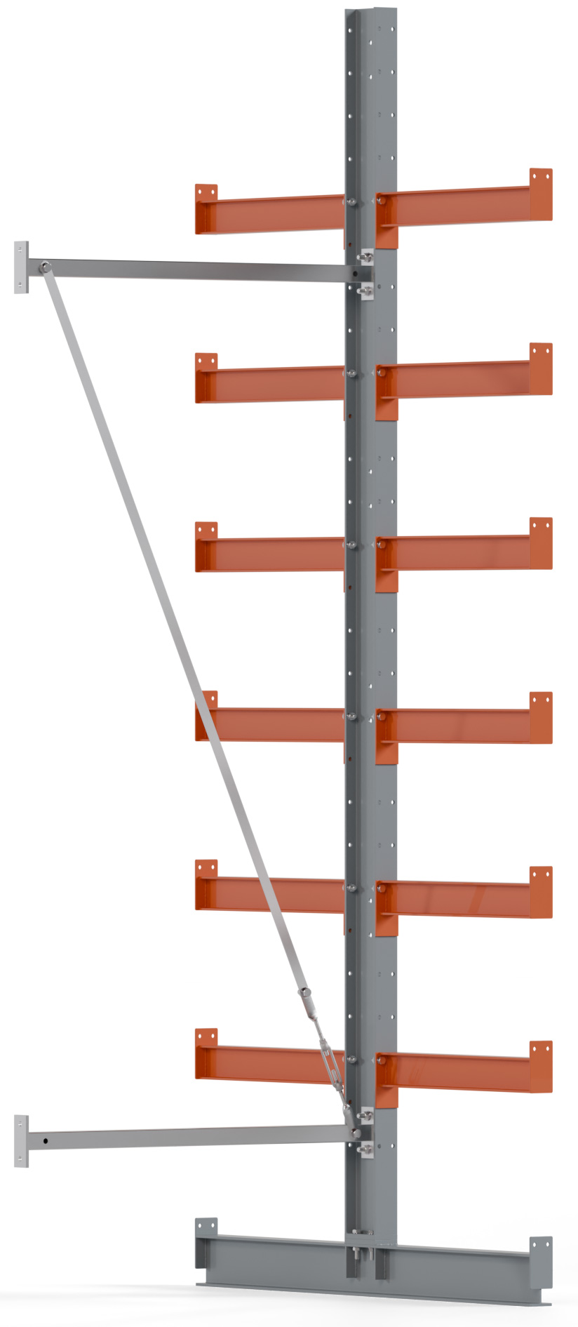 Regalwerk KARL BASIC 1550 Kragarmregal doppelseitig Anbaufeld 3000 x 1000 x 600 mm Lagerregal mit Kragarmlast 730 kg | Ständerlast 1550 kg - 7 Ebenen | Kragarme frei verstellbar (RW-B6-50311-60) Bild-01