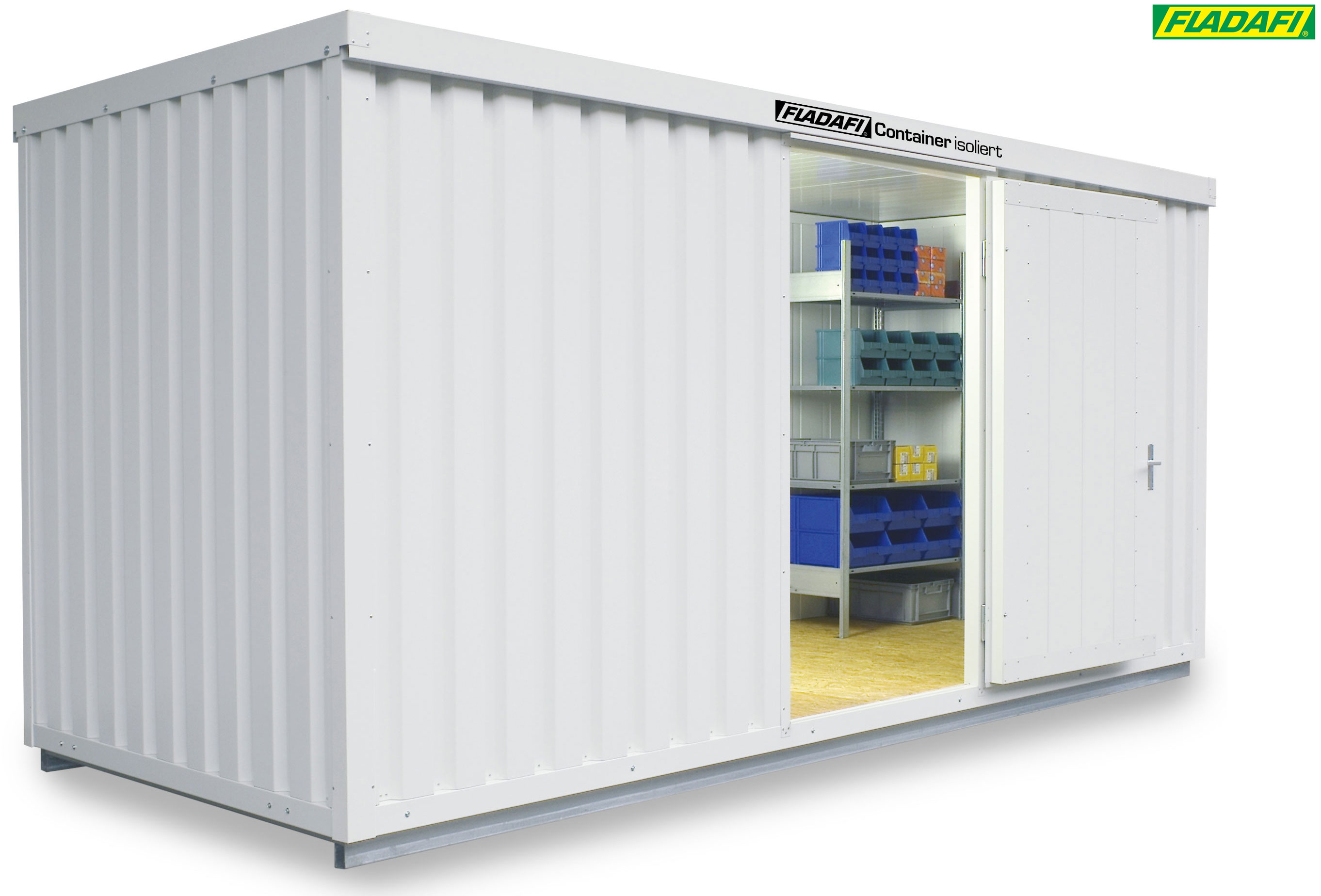 FLADAFI Thermocontainer 5080 x 2170 x 2465 mm mit isoliertem Boden - 1-flügelige Tür auf 5 m Seite Container isoliert IC Pro 1500 mit Tür 1180 x 2090 mm - Materialcontainer 10 m² - Lagercontainer fertig montiert (SB-F2221510101) Bild-01