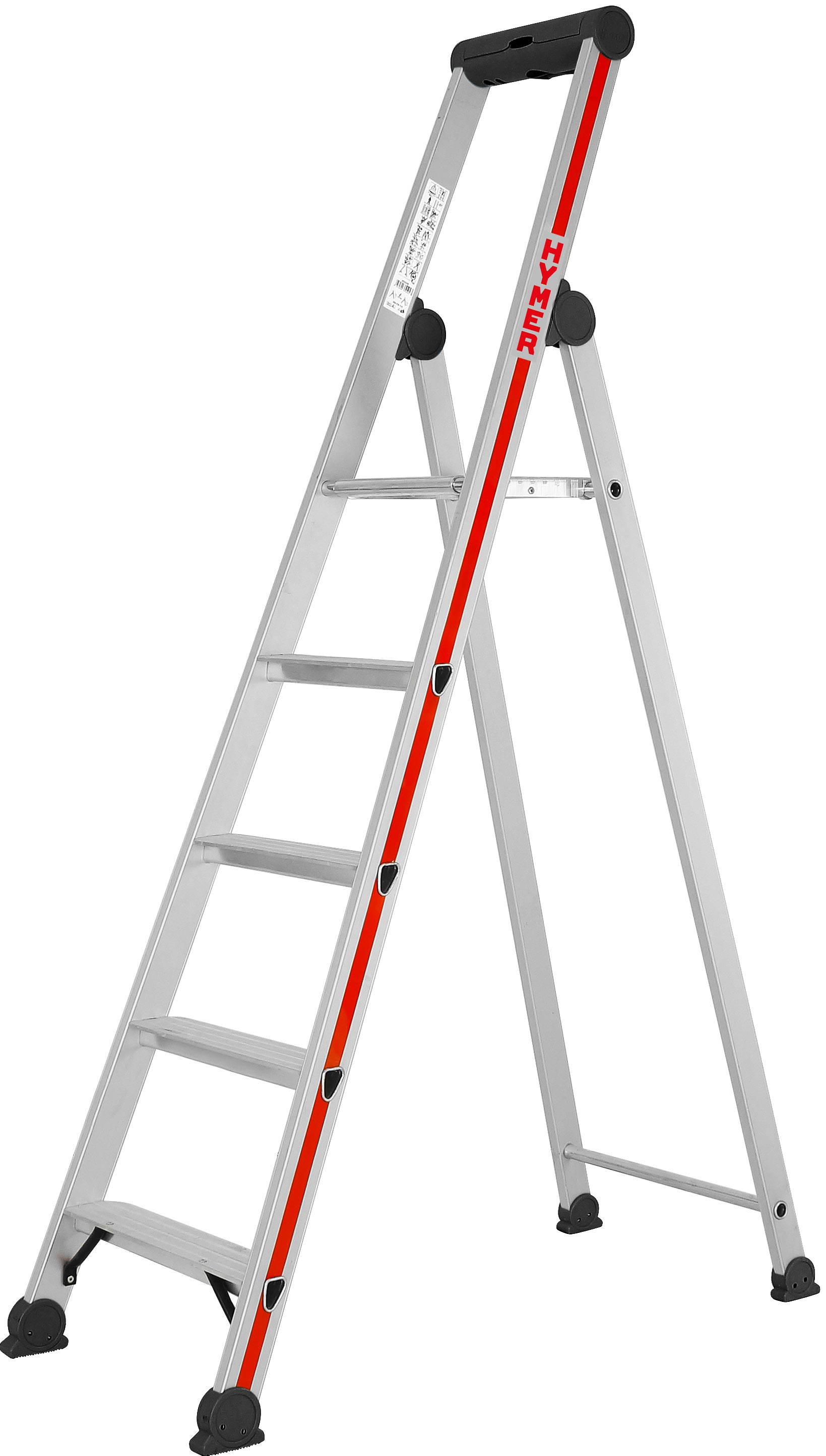 Hymer Stehleiter SC 40 Alu 5 Stufen Leiter einseitig begehbar - Handwerkerprogramm (HY-402605) Bild-01