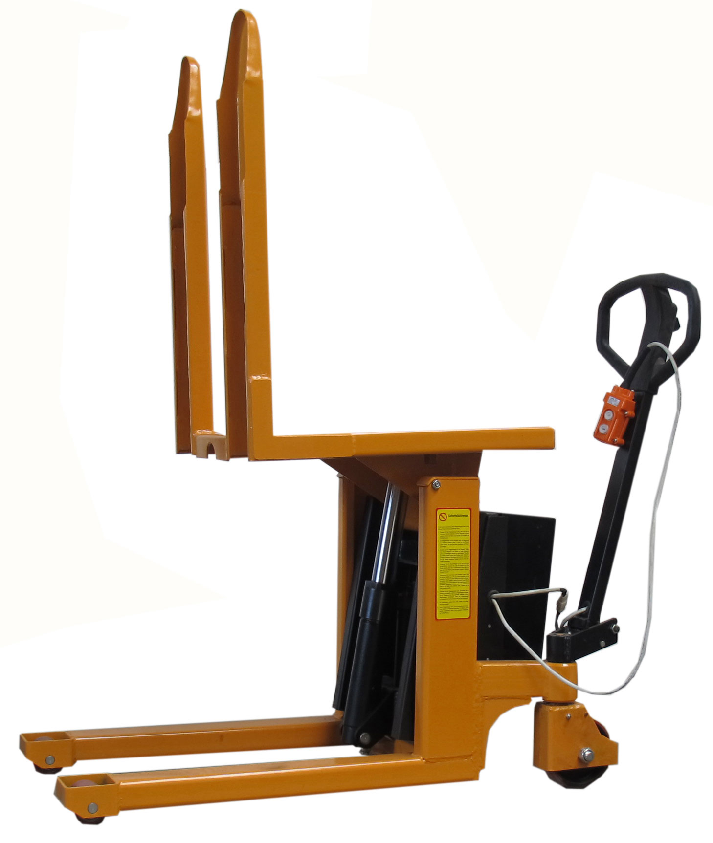 qteck Hubwagen Behälterneiger semi-elektrisch QN800E - Gabellänge 800 mm-  Arbeitshöhe 950 mm Behälter-Hublift semi-elektrisch mit integriertem Ladegerät | Neigungswinkel 90° - Traglast 100 0kg (QT-25QN17001001) Bild-01