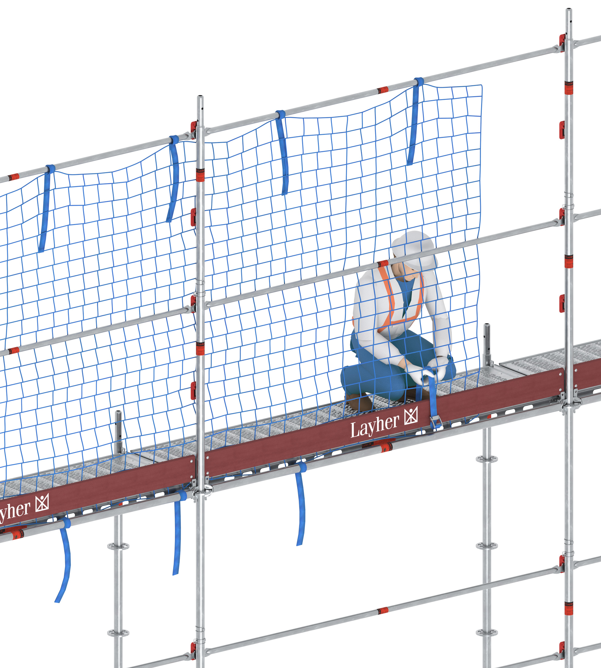 Layher AGS Dachfanggerüst-Aufsatz Erweiterung Dachfangschutz mit Fangnetz - Feldlänge 2,57 m | Layher AGS Fassadengerüst System (LG-C-AGS1-0080-DFG) Bild-01
