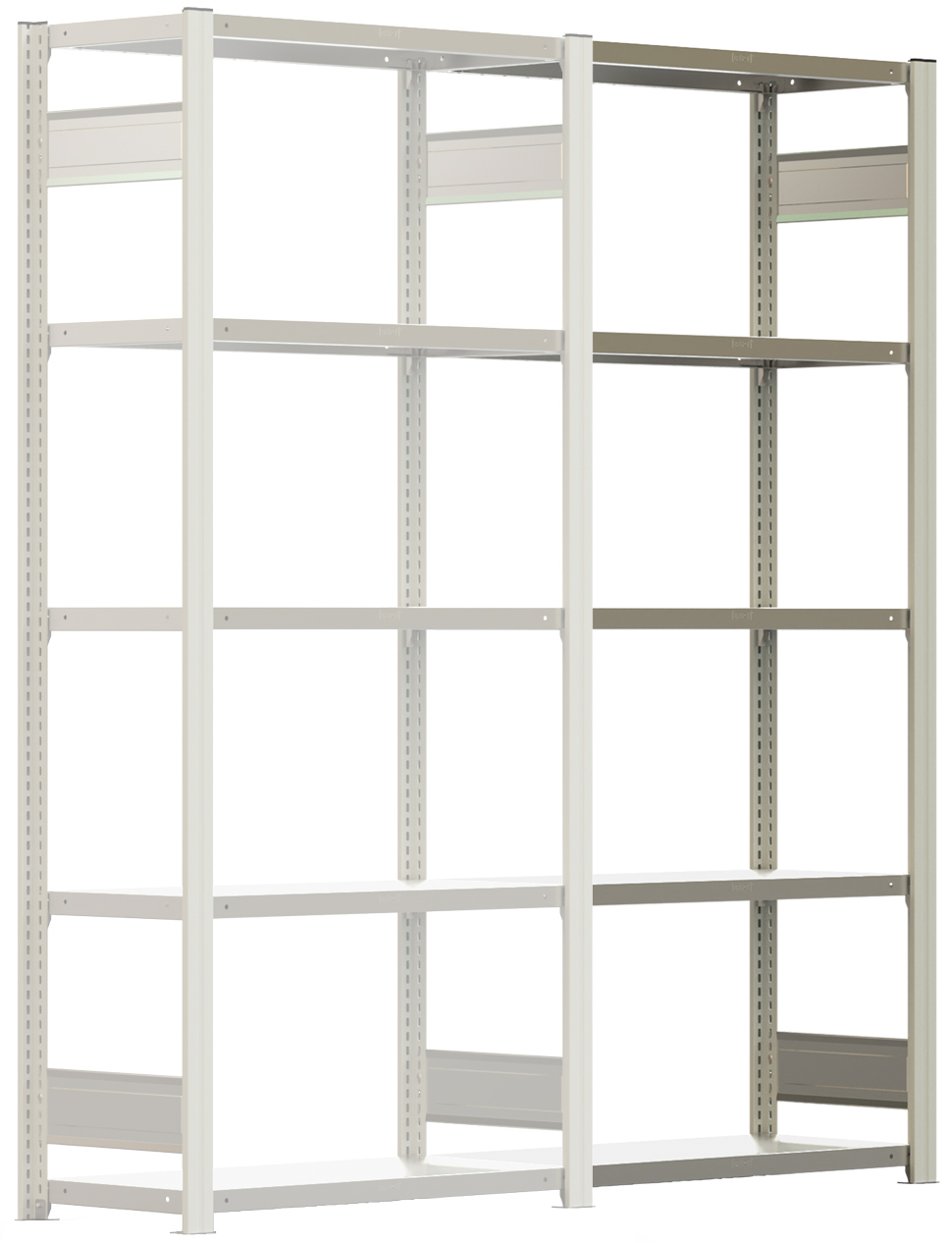 Regalwerk BERT Lagerregal 150|6 Anbaufeld 2500 x 875 x 400 mm - RAL 7035 Regal mit Kreuzdiagonalen - Fachlast 150 kg - 6 Stahlfachböden verzinkt | Regalrahmen lichtgrau pulverbeschichtet (RW-B3-43412-40-LG) Bild-01