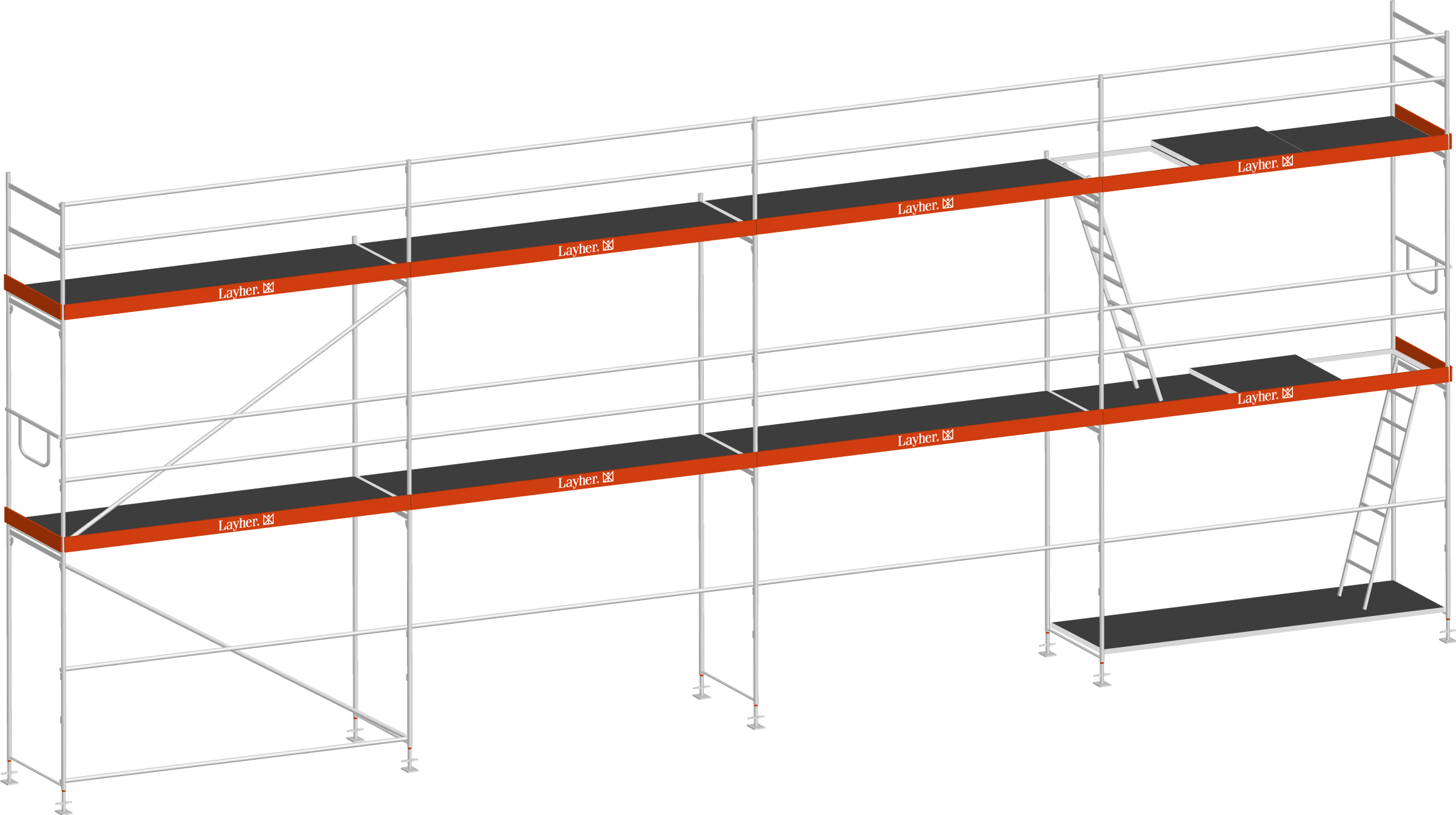 Layher Blitz Gerüst 70 Alu mit Robustboden 64 m²