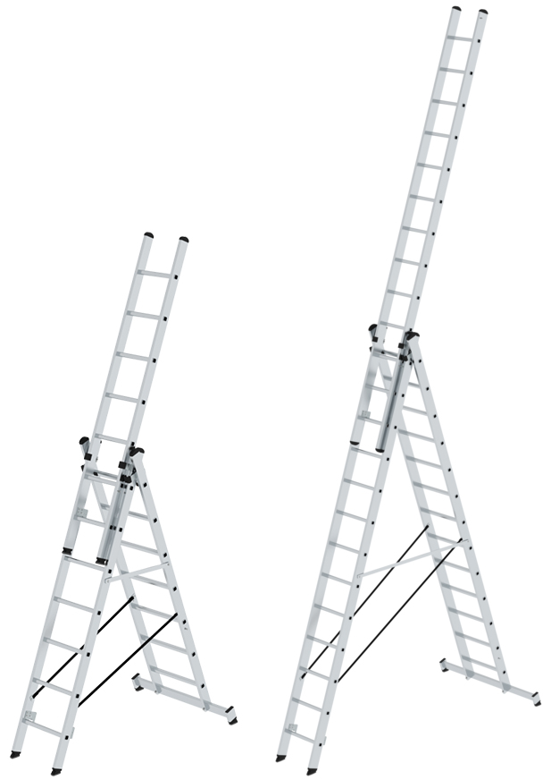 Günzburger Mehrzweckleiter S Alu 3-teilig 3x7 - 3x13 Sprossen