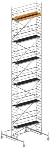 Fahrgerüst Layher Uni Standard P2 hawego 1411111 mit Telegeländer - Arbeitshöhe 13,38 m fahrbares Gerüst mit Standleiter-Optimierung - Fahrgerüst Sicherheitsaufbau P2 mit Fahrbalken (LS-1411111-H) Bild-01
