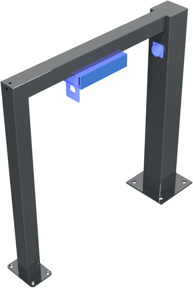 Schake E-Bike Anlehnbügel Stahl OD 60 x 60 mm - mit Ladebox Fahrradanlehnbügel ortsfest für Dübelbefestigung - IP 67 Steckdosen mit Schutzdeckel (SK-454.080PBEL) Bild-01