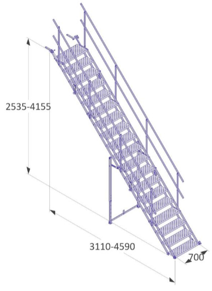 Schake Bautreppe - 700 mm breit - 19 Stufen