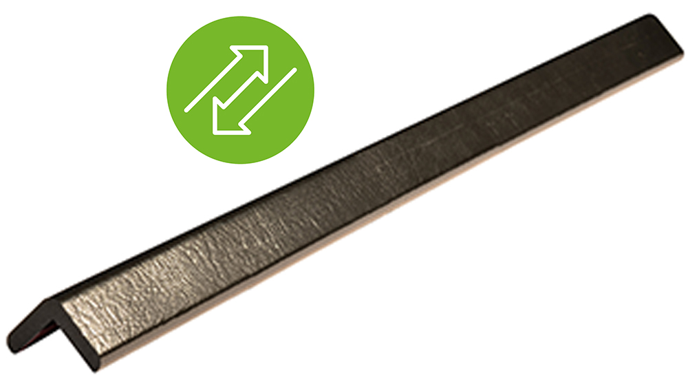 Knuffi Eckschutzprofil Typ H 45 x 45 mm schwarz PU - 1,00 m Removable Warnschutz Profil L-Winkel aus Polyurethan - Eckprofil einfarbig mit wiederverwendbaren Klebekanten (SM-PH-1011) Bild-01