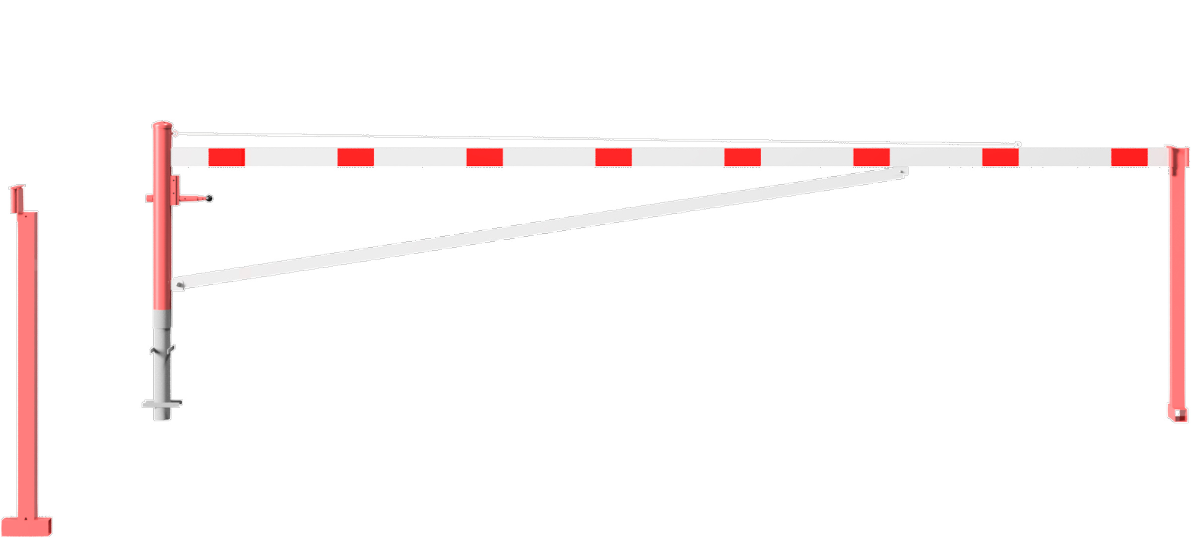 Schake Drehschranke mit Auflagestütze - Schrankenbaum 100 x 50 mm OEV weiß | rot - 5500 mm