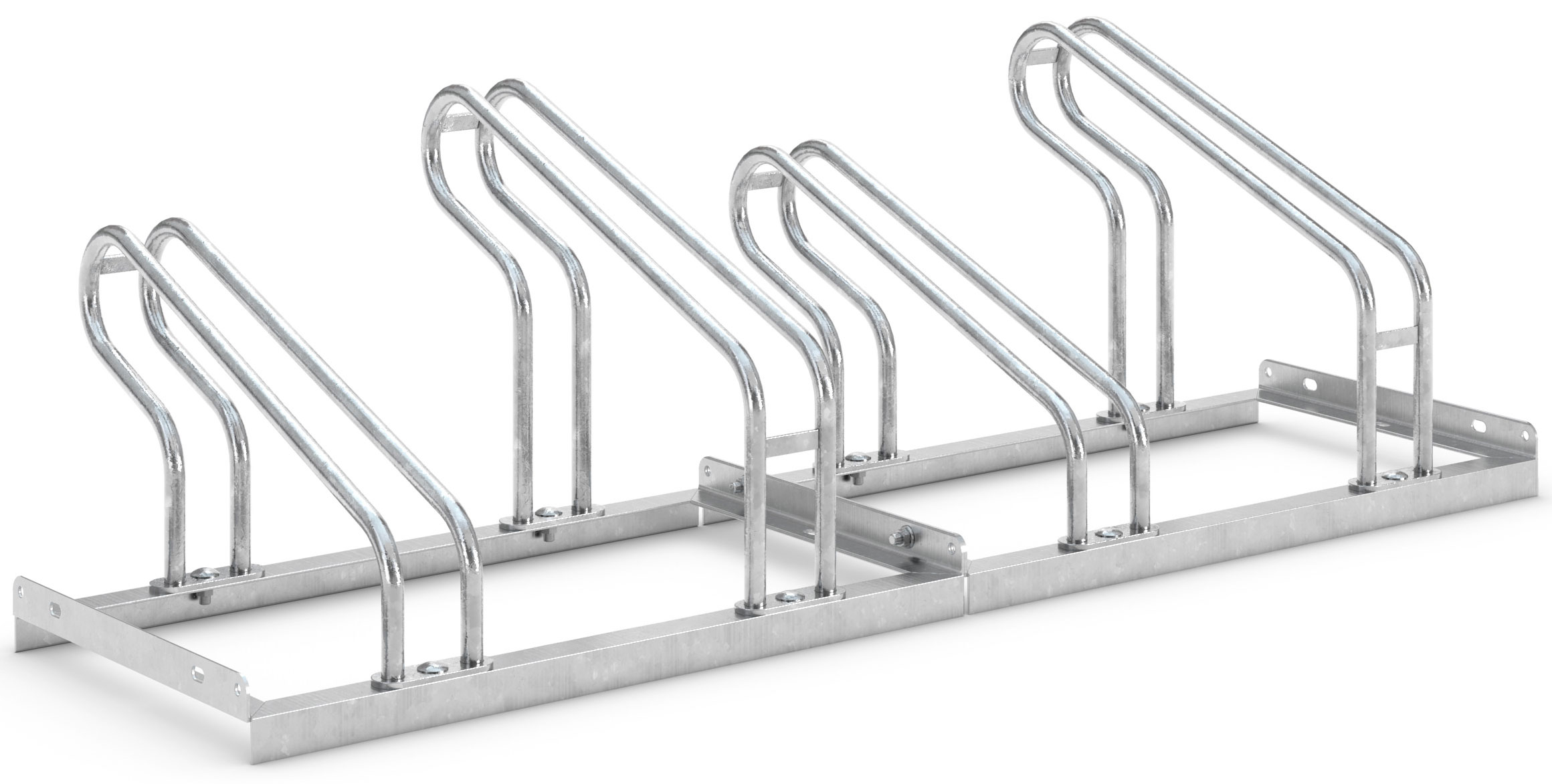 WSM Fahrradständer Bügelparker 2054 Stahl - 4 Einstellplätze Fahrradparker einseitig befahrbar schmal - Radabstand 350 mm - Bügelparker Stahl verzinkt  (WSM-105700013) Bild-01