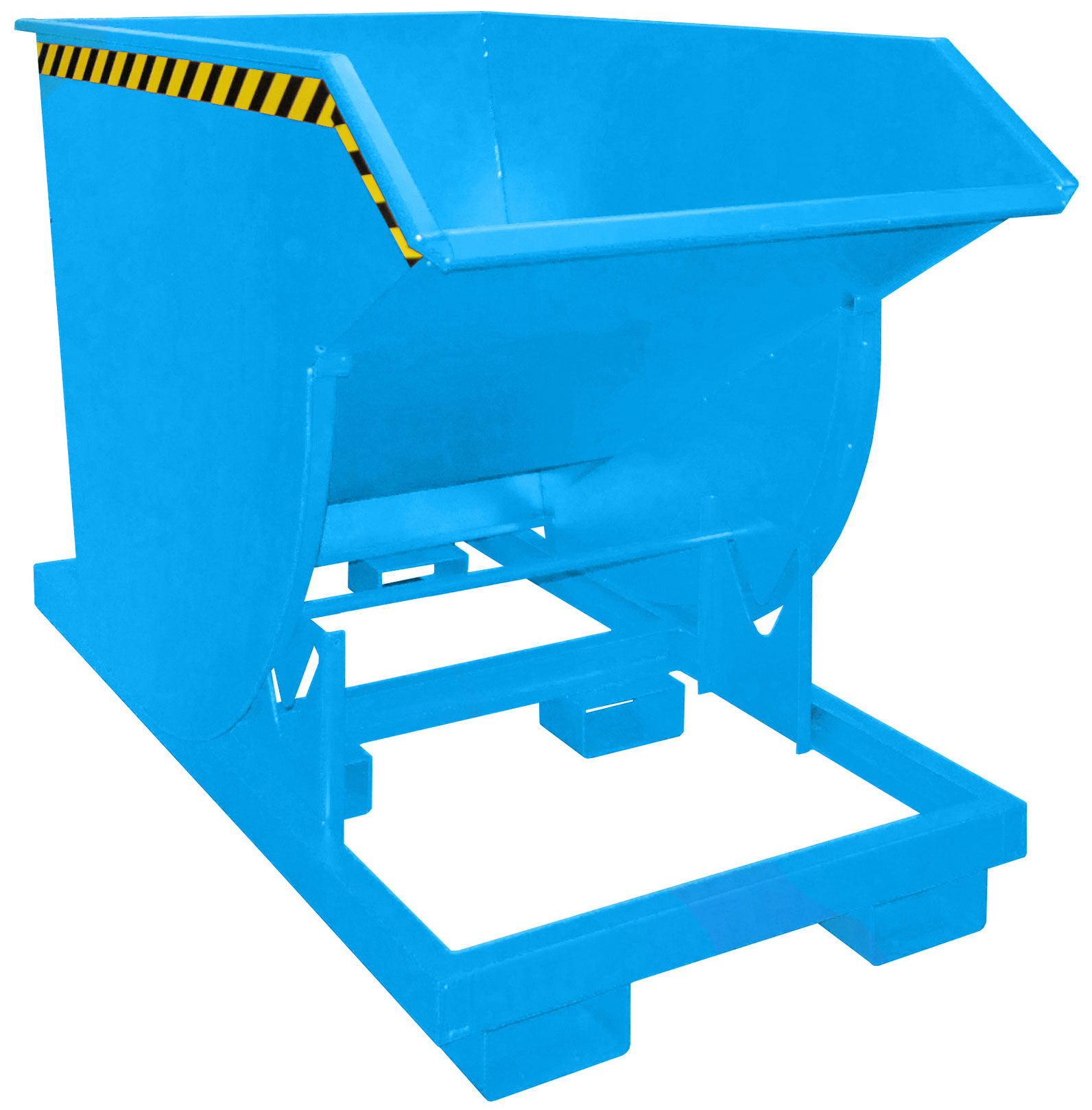 Bauer Abrollkipper BKM-100 - RAL 5012 Kippmulde 1000 Liter für Stapler - Schuttmulde lichtblau pulverbeschichtet (BA-4460-04-0000-3) Bild-01