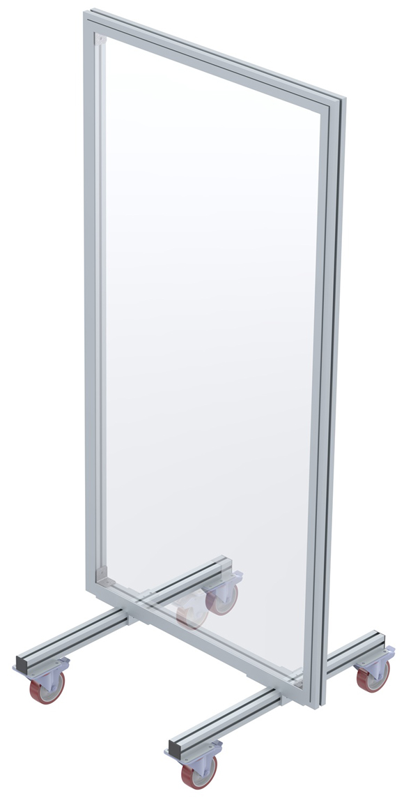 euroline Trennwand 2,00 x 1,00 m - Acrylglas klar komplett geschlossen