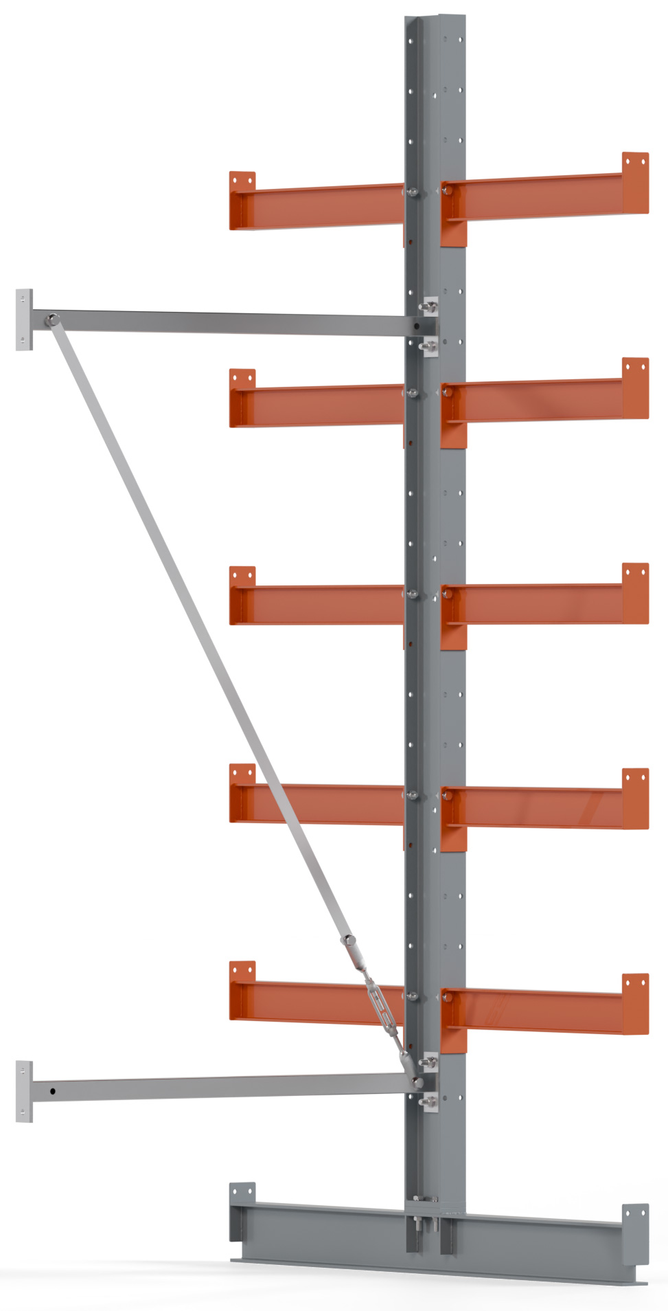Regalwerk KARL BASIC 1750 Kragarmregal doppelseitig Anbaufeld 2500 x 1000 x 600 mm Lagerregal mit Kragarmlast 730 kg | Ständerlast 1750 kg - 6 Ebenen | Kragarme frei verstellbar (RW-B6-50211-60) Bild-01